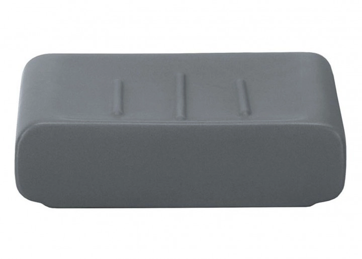 4004478221888 Graue Seifenschale aus Keramik mit schlichtem, modernem Design. Ideal für Badezimmer und Küchen.