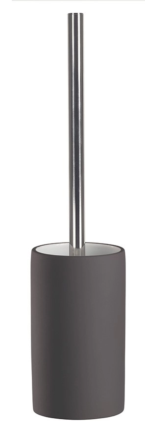 4004478220768 Schwarze WC-Bürstengarnitur mit Edelstahlgriff, modernes Design, ideal für stilvolle Badezimmer.