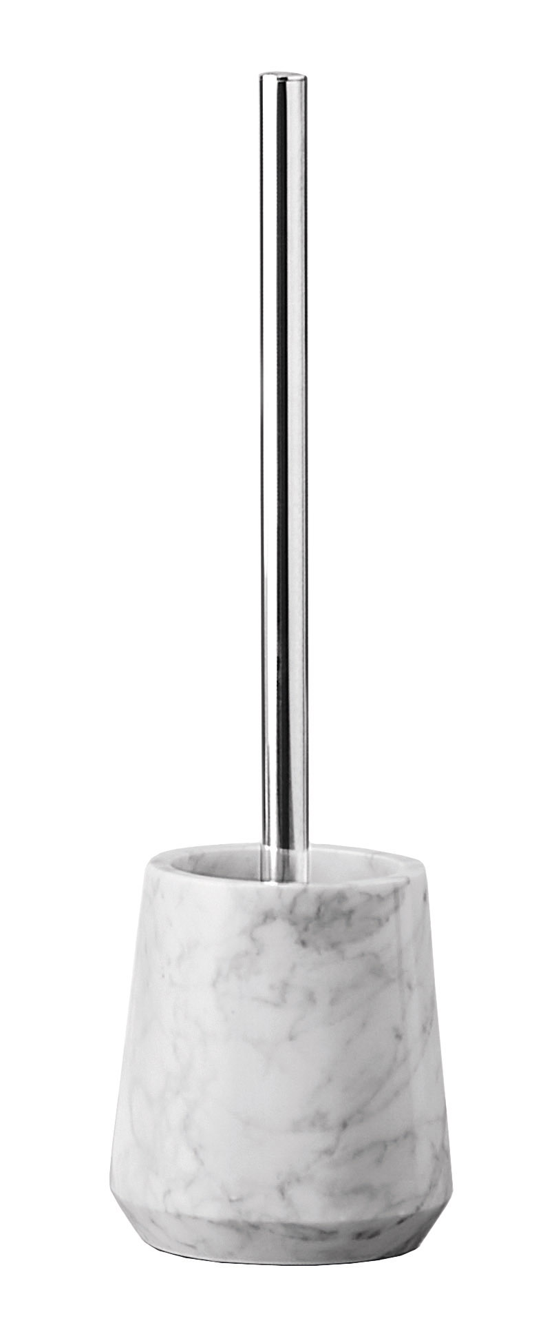 WC-Bürsten-Halter CARRARA Weiß Toilettenbürstenhalter aus Marmoroptik mit Edelstahlgriff, modernes Design, ideal für stilvolle Badezimmer.