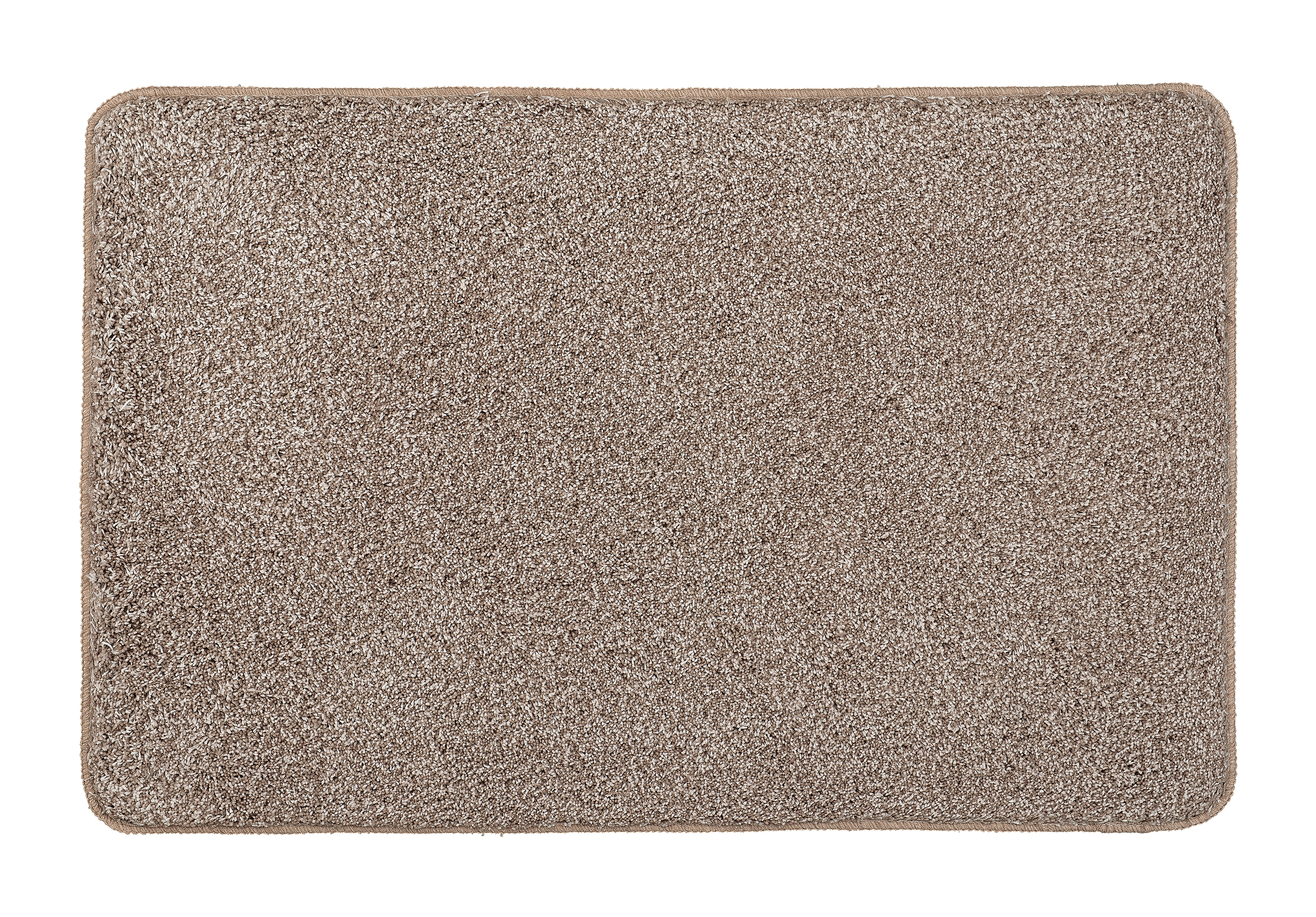Beige Badematte mit weicher, flauschiger Oberfläche und rutschfester Rückseite, ideal für Badezimmer.