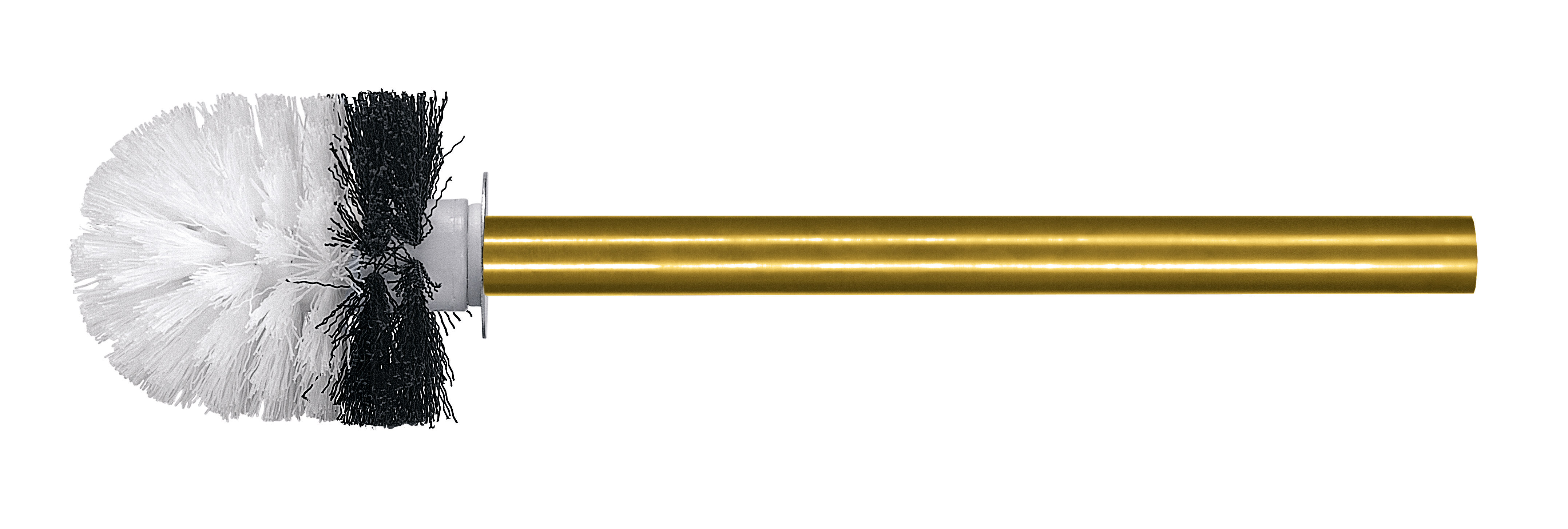 Ersatz-WC-Bürste ⌀ 82 mm in Schwarz-Weiß mit Stiel in goldfarben Ersatz-WC-Bürste ⌀ 82 mm in Schwarz-Weiß mit Stiel in goldfarben