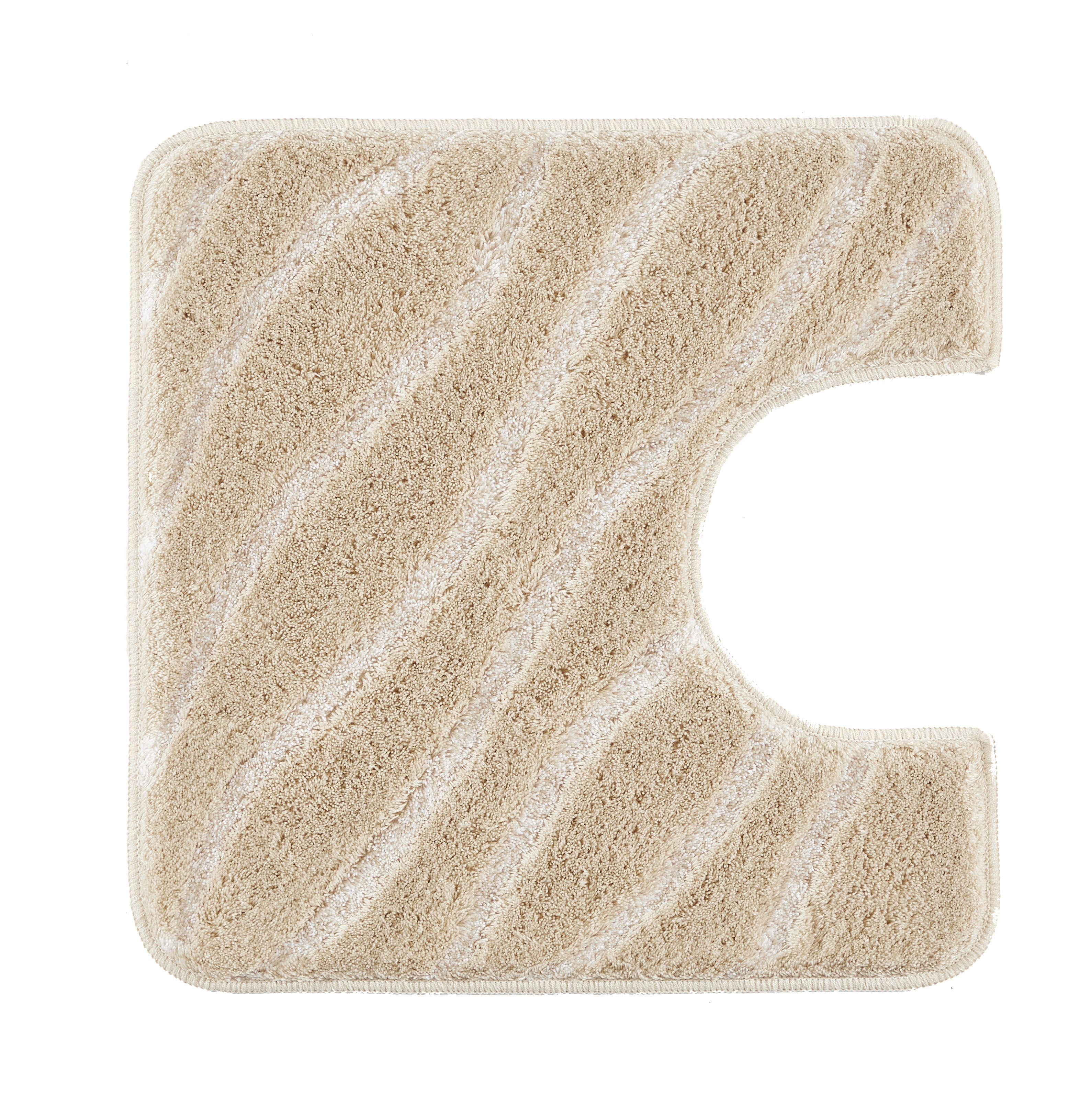 WC-Vorleger TRAM Caramel 55 x 55 cm mit Ausschnitt Beige WC-Vorleger mit wellenförmigem Muster, weiche Textur, rutschfeste Unterseite, ideal für Badezimmer.