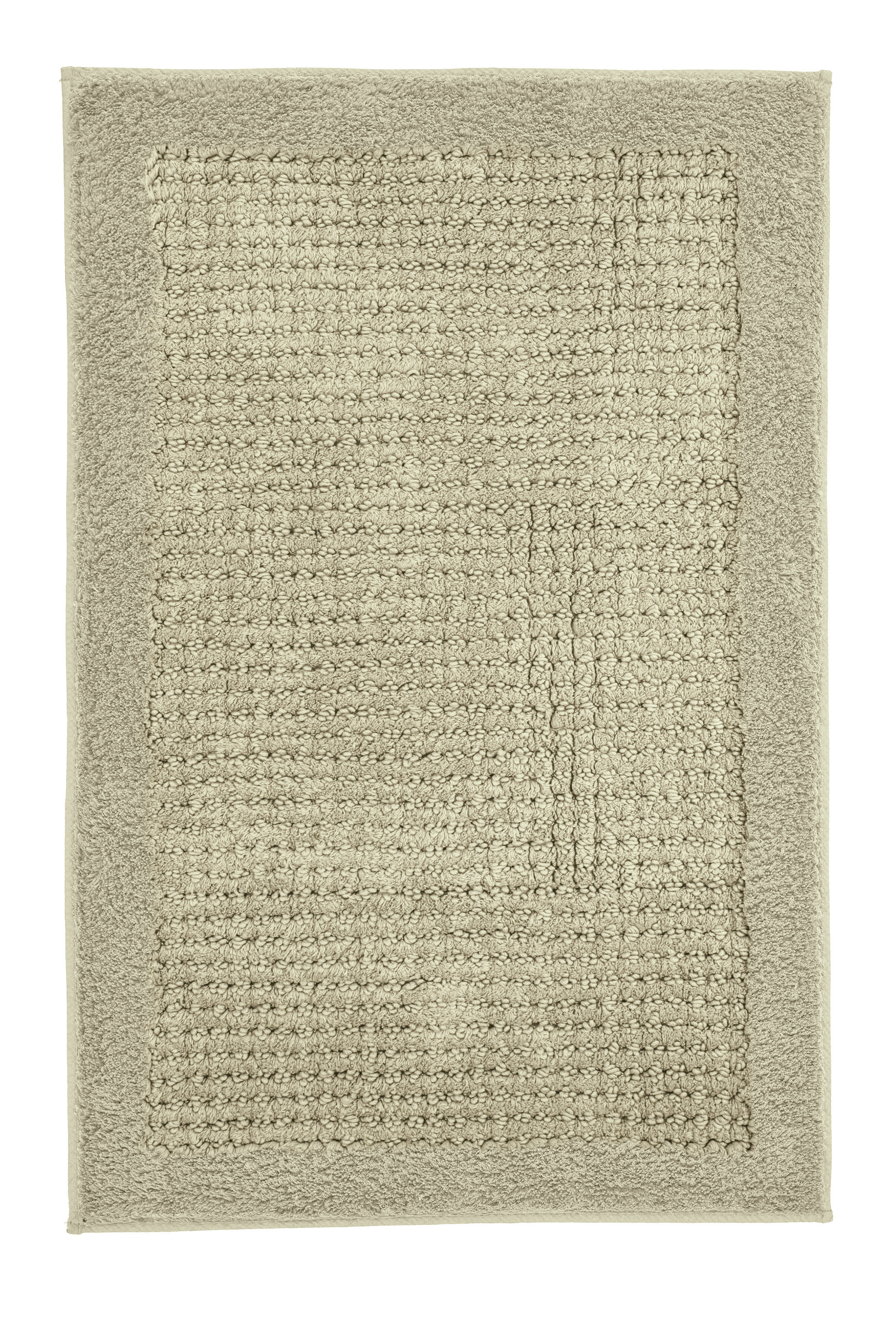 Badteppich NET Schilf 60 x 90 cm Beige Badematte mit strukturierter Oberfläche und schlichtem Design, ideal für ein modernes Badezimmer.
