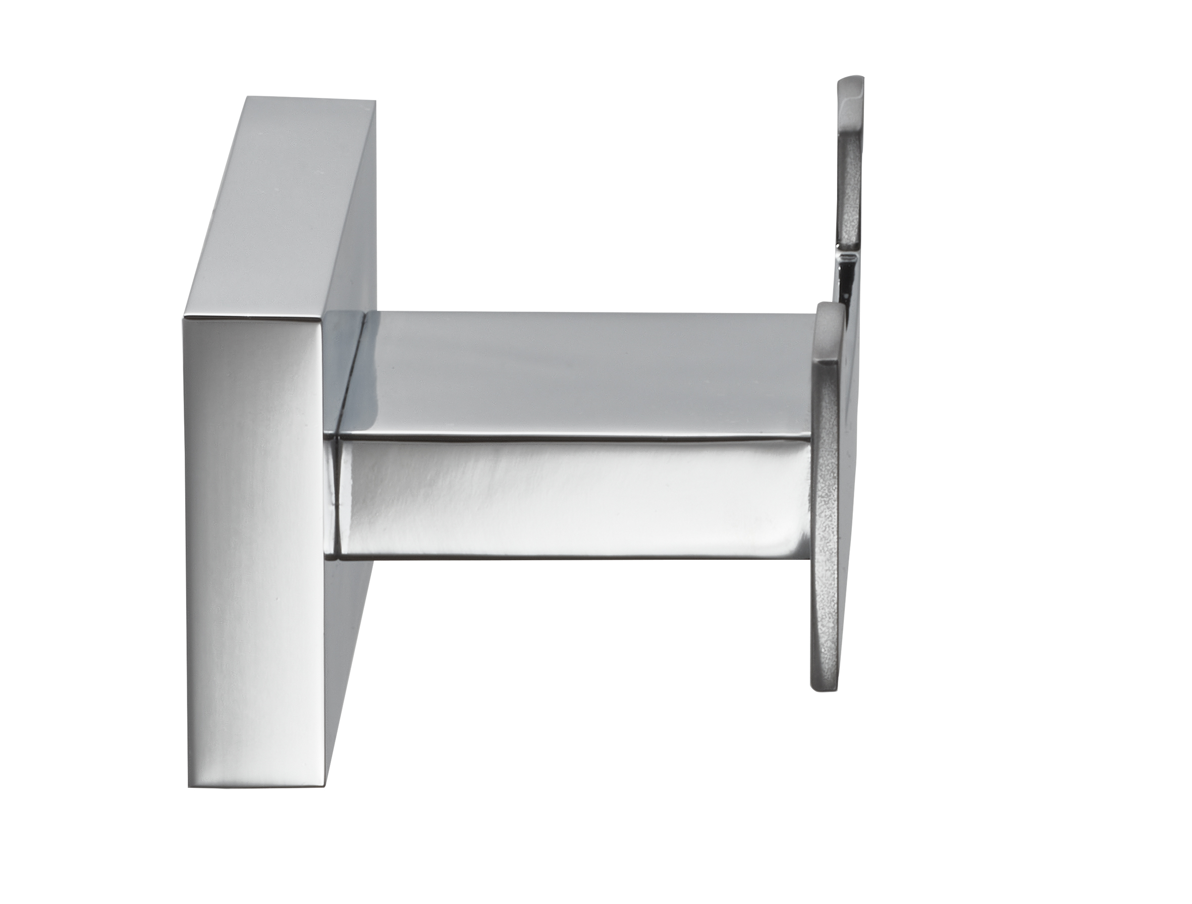 Moderner, verchromter Wandhalter für Badezimmerzubehör, rechteckiges Design mit glänzender Oberfläche.
