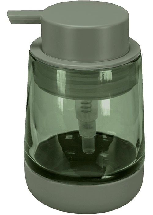 4004478319424 Moderner Seifenspender in stilvollem, transparentem Grün mit praktischem Pumpmechanismus. Ideal für Badezimmer und Küche.