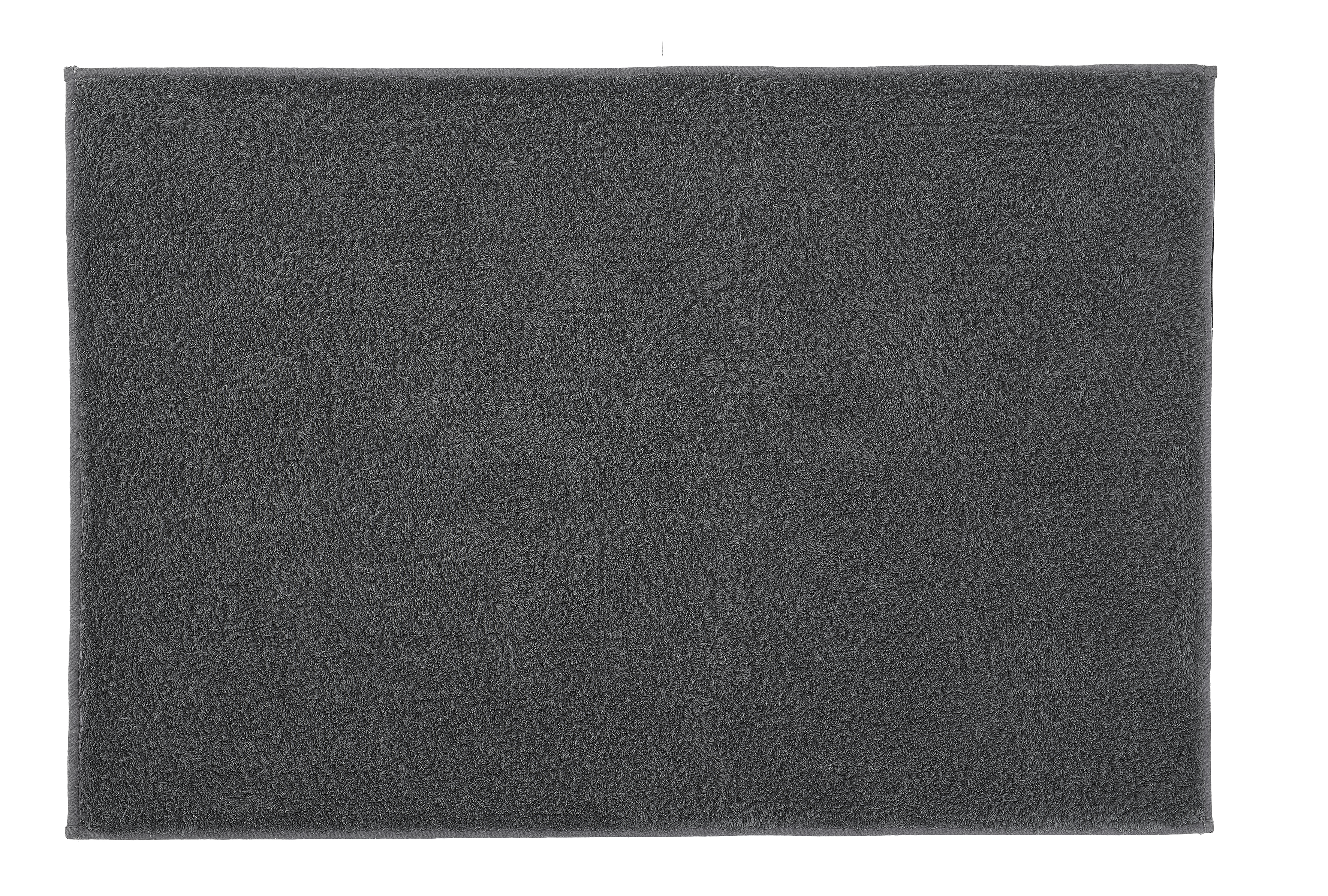 Dunkelgraue, quadratische Badematte aus weichem, flauschigem Material für ein stilvolles und komfortables Badezimmer.