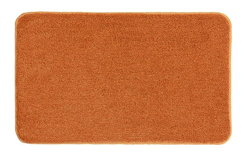 Weiche, rechteckige Badematte in warmem Orange, ideal für ein gemütliches Badezimmerambiente.