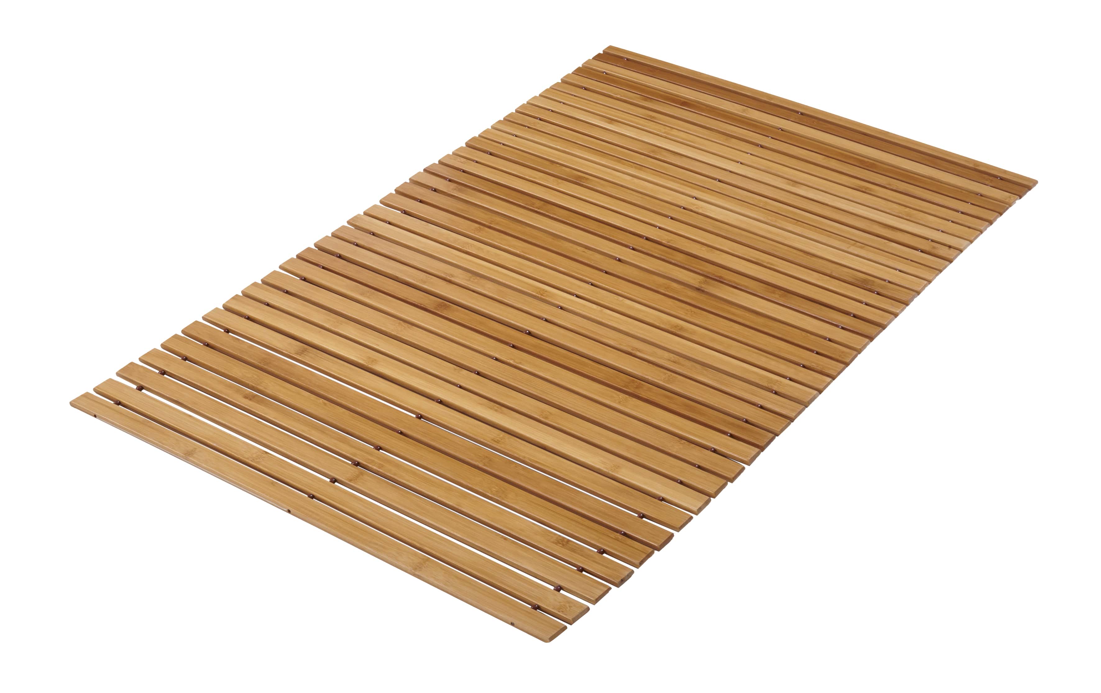 Bambus-Badematte in natürlicher Holzoptik, ideal für Badezimmer. Rutschfest und langlebig, verleiht jedem Raum eine warme Atmosphäre.