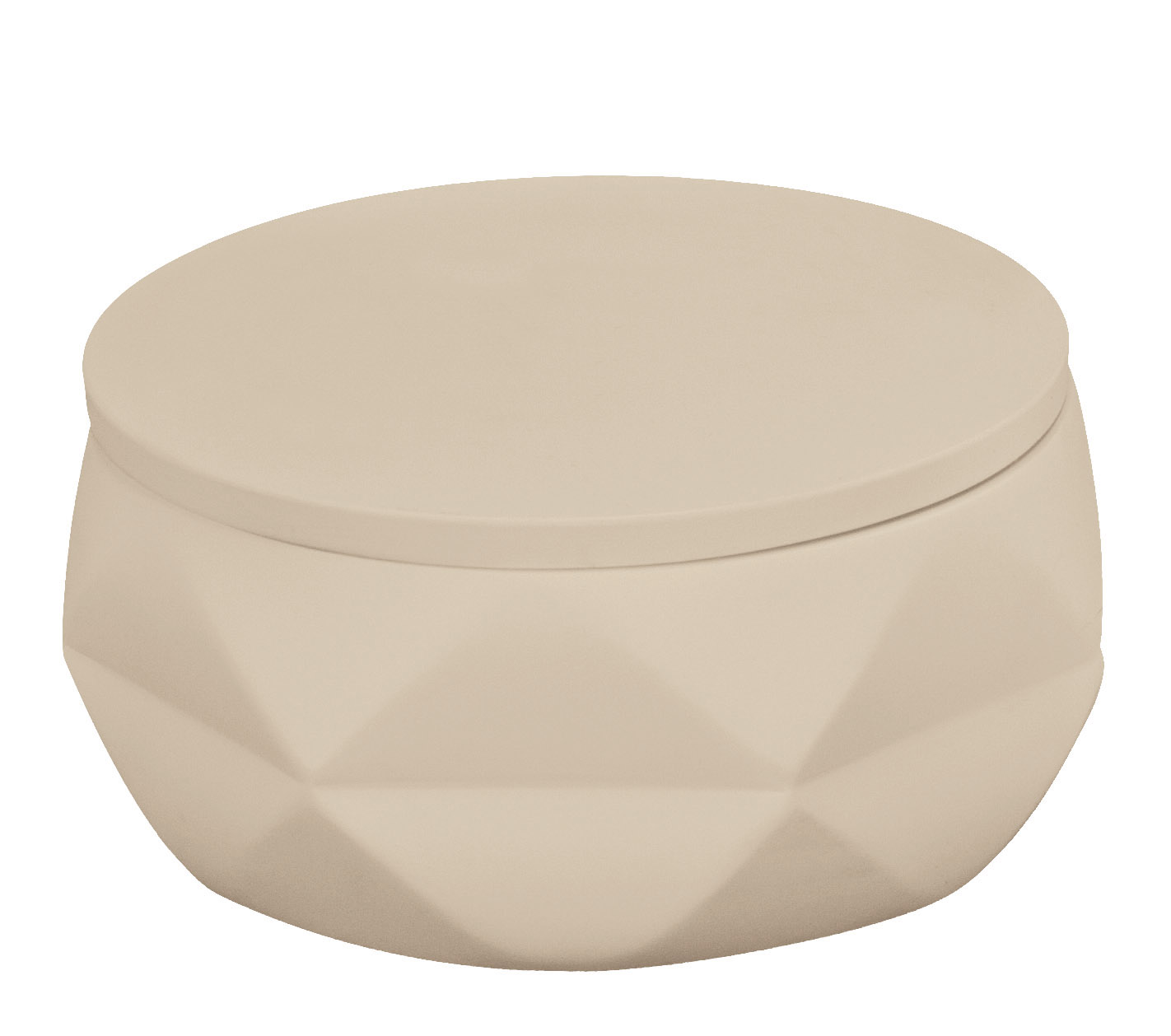 Wattedose CRACKLE JAR Sandbeige Runde, beige Aufbewahrungsdose mit geometrischem Muster und abnehmbarem Deckel. Ideal für Badezimmer oder Wohnräume.