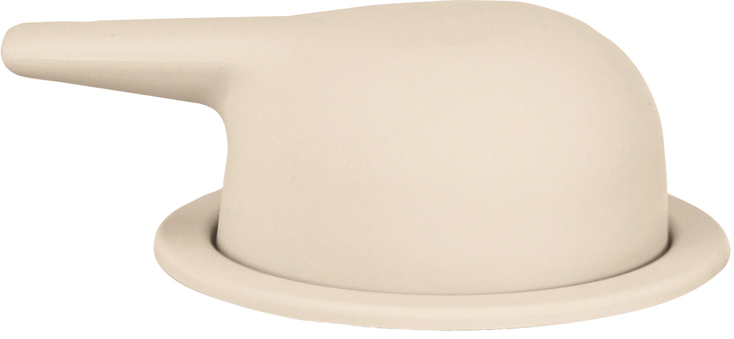 Beige, ergonomisch geformte Gießkanne mit langem Ausguss und modernem Design. Ideal für präzises Gießen von Pflanzen.