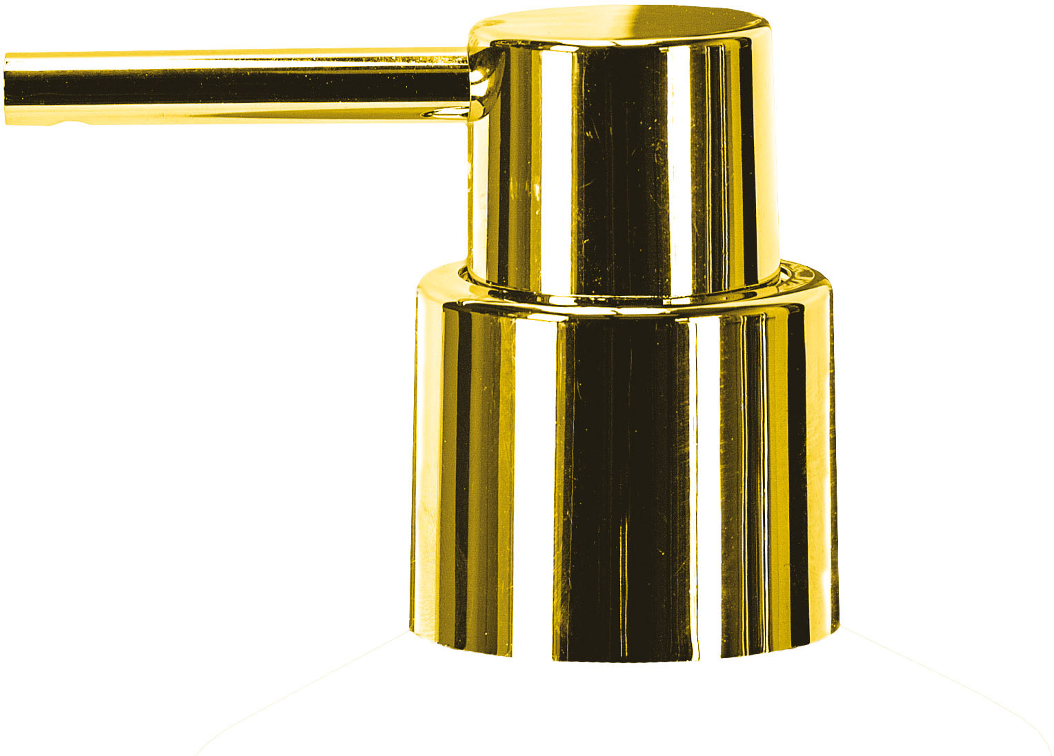 Eleganter Seifenspender in glänzendem Gold, ideal für moderne Badezimmer. Hochwertige Verarbeitung und stilvolles Design.
