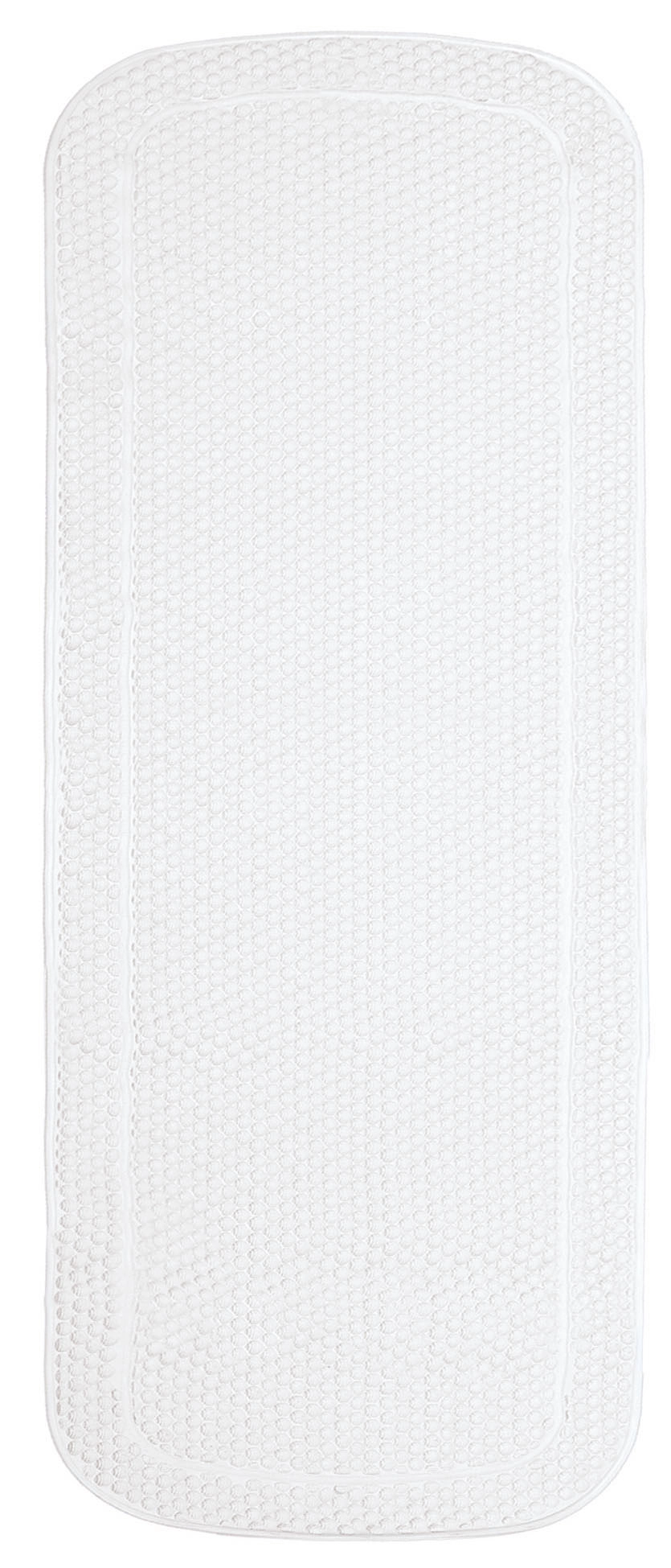 Wanneneinlage SAMOA-PLUS Weiß 36 x 92 cm Weiße, rechteckige Badematte mit rutschfester Unterseite und strukturierter Oberfläche für sicheren Halt im Badezimmer.