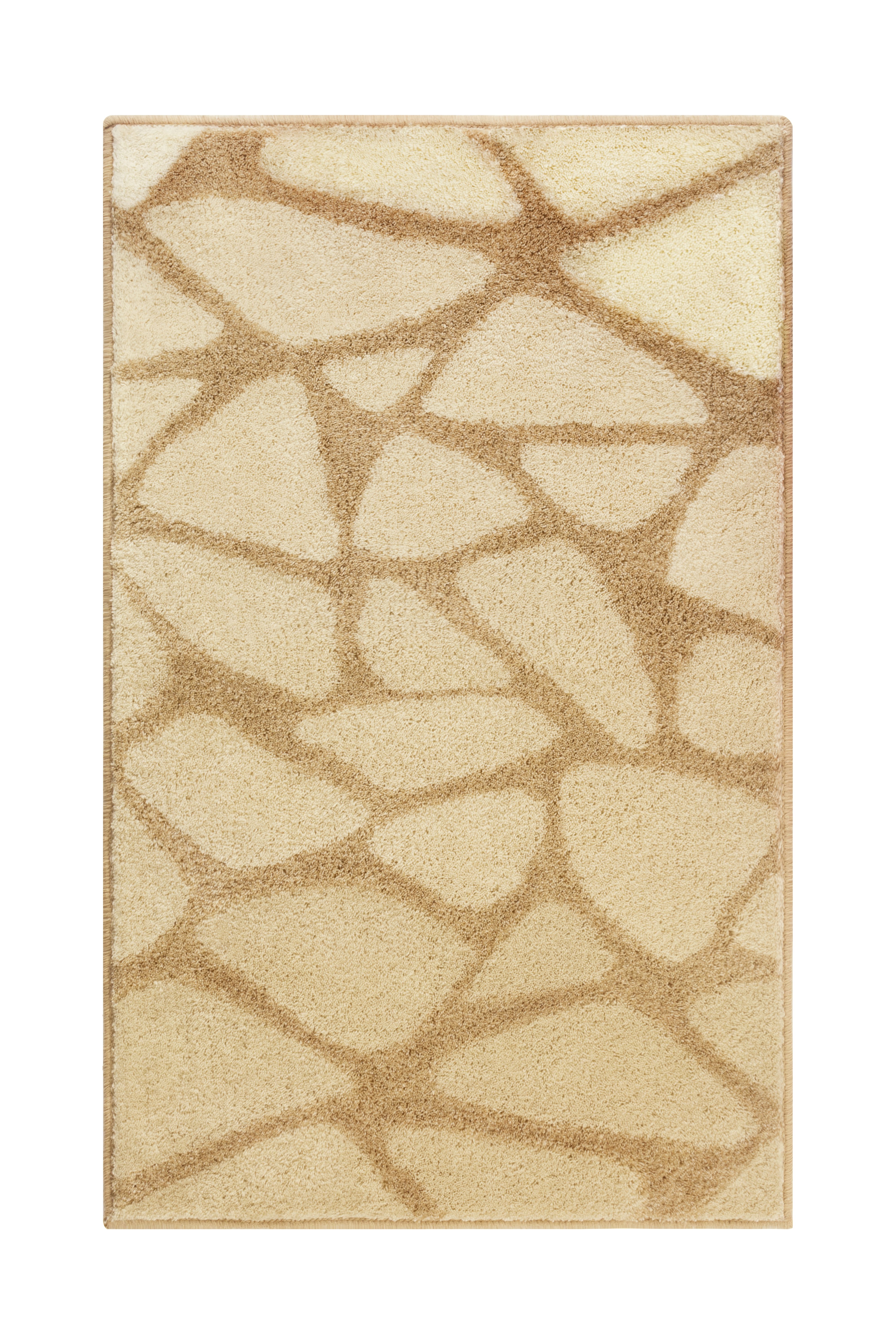 Moderner Teppich in Beige- und Brauntönen mit abstraktem Muster, ideal für Wohn- und Schlafzimmer.