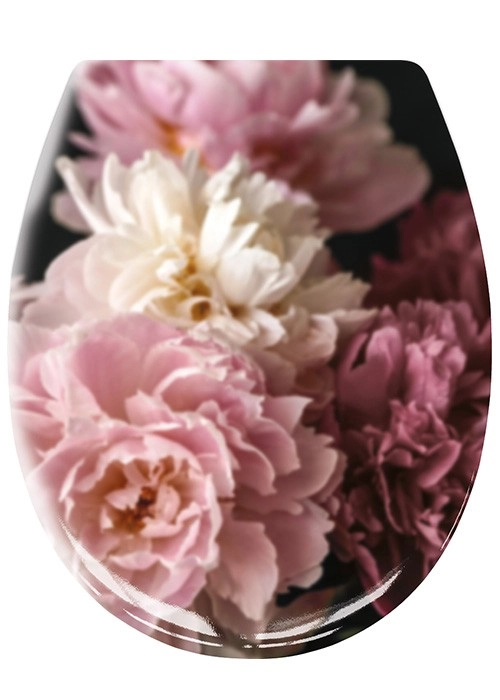 4004478305083 WC-Sitz mit floralem Design in zarten Rosa- und Cremetönen, verleiht Ihrem Badezimmer eine elegante und frische Atmosphäre.