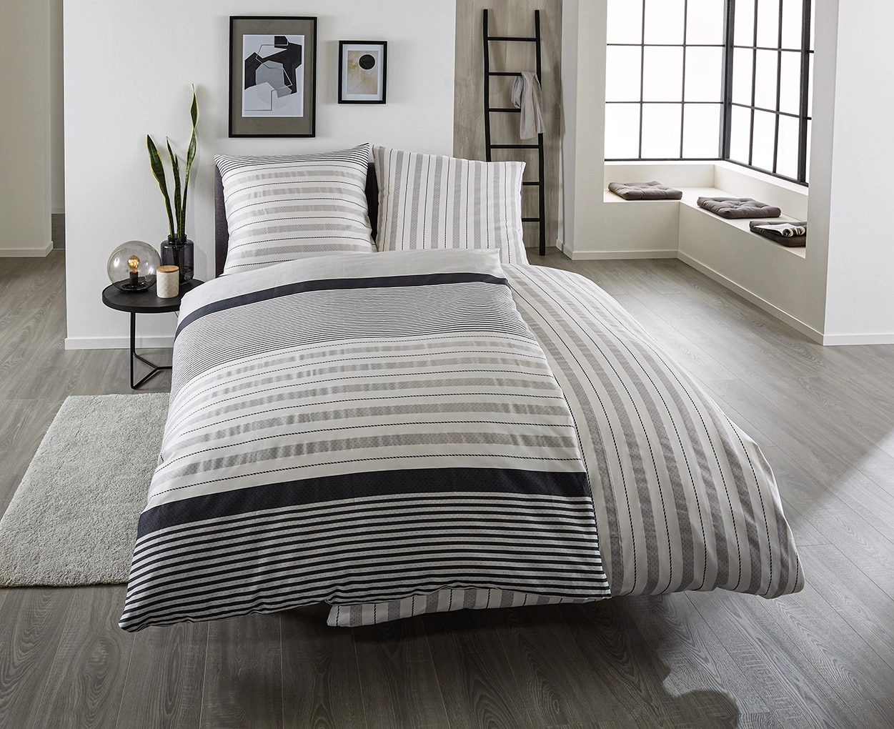 Bettwäsche Satin, Alassio Grau, 1-135x200 /1- 80x 80