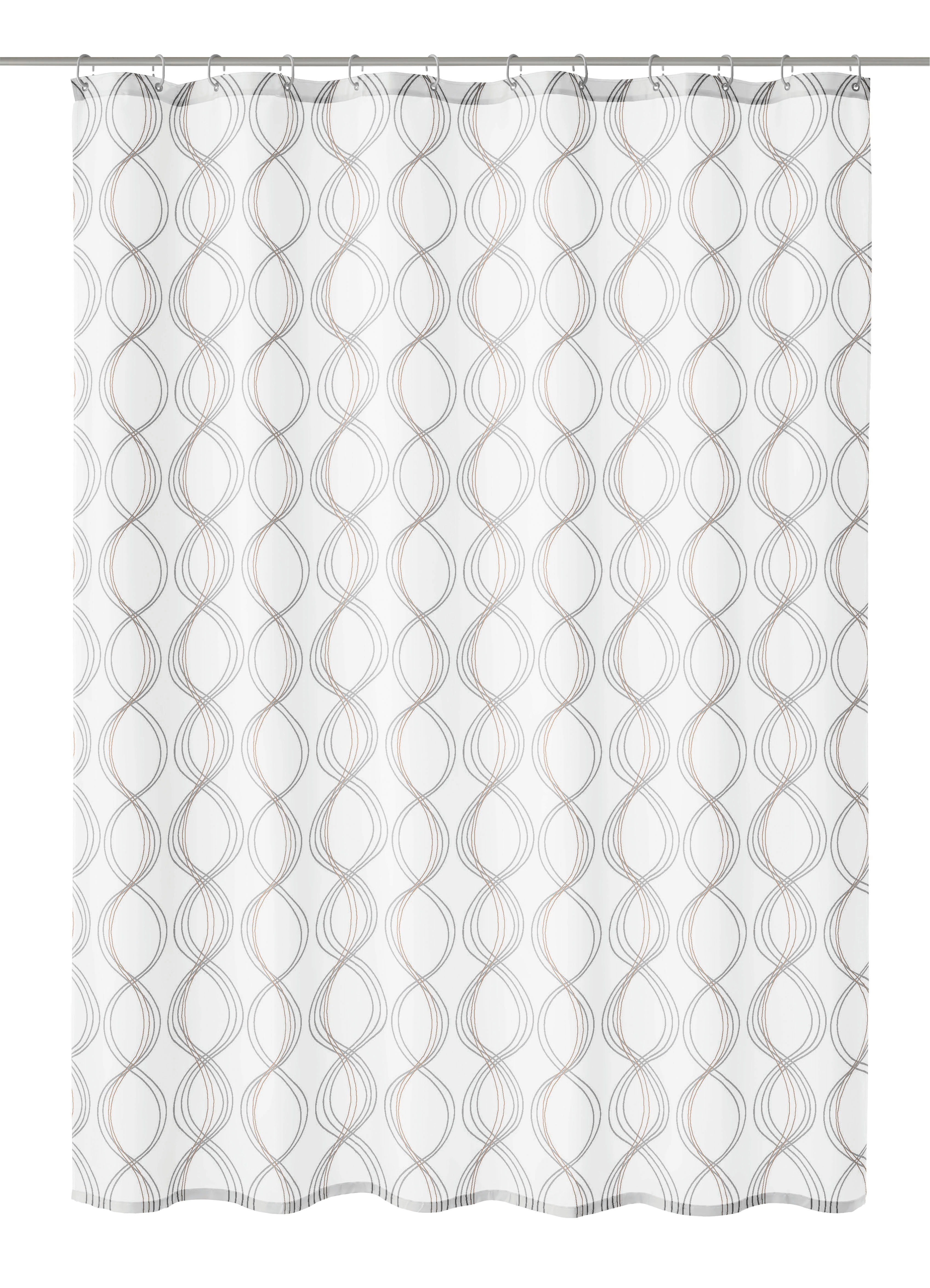 Duschvorhang Textil CLASSY Weiß 180 x 200 cm Duschvorhang mit elegantem, wellenförmigem Muster in Grau und Weiß, ideal für ein stilvolles Badezimmer.