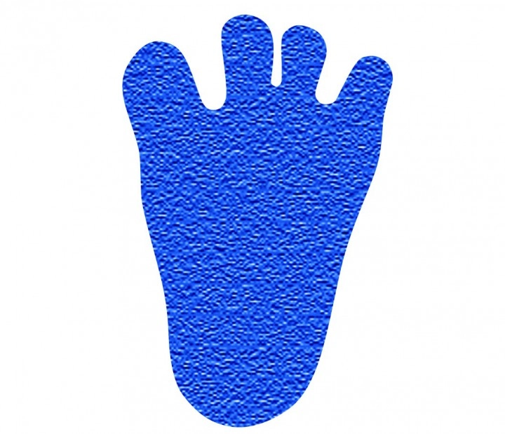 4004478054004 Blaue Badematte in Fußform, rutschfest und weich, ideal für Badezimmer. Perfekt für sicheren Stand und Komfort nach dem Duschen.