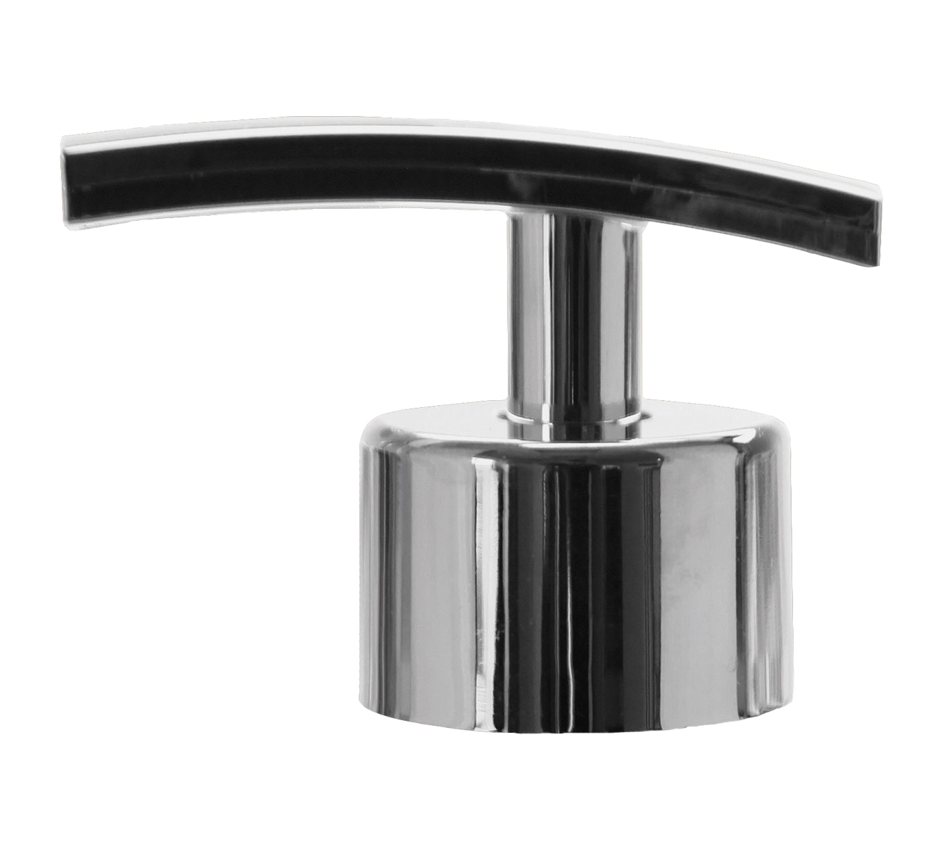 Ersatz-Spenderpumpe ARCO Silberfarben Moderner Seifenspender aus glänzendem Chrom mit elegant geschwungenem Pumpkopf. Ideal für stilvolle Badezimmer.