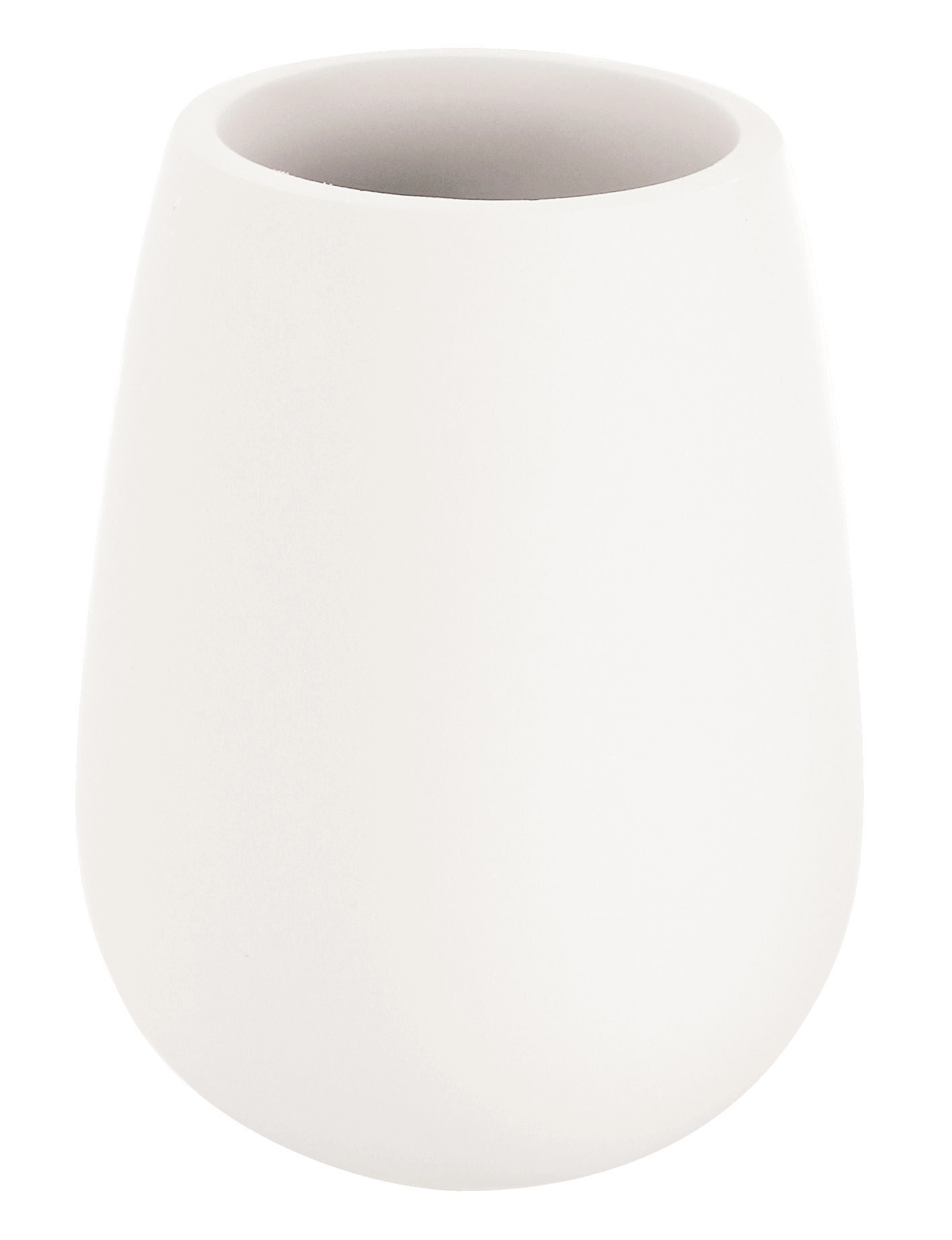 Weißer, minimalistischer Zahnputzbecher aus Keramik mit glatter Oberfläche und modernem Design.