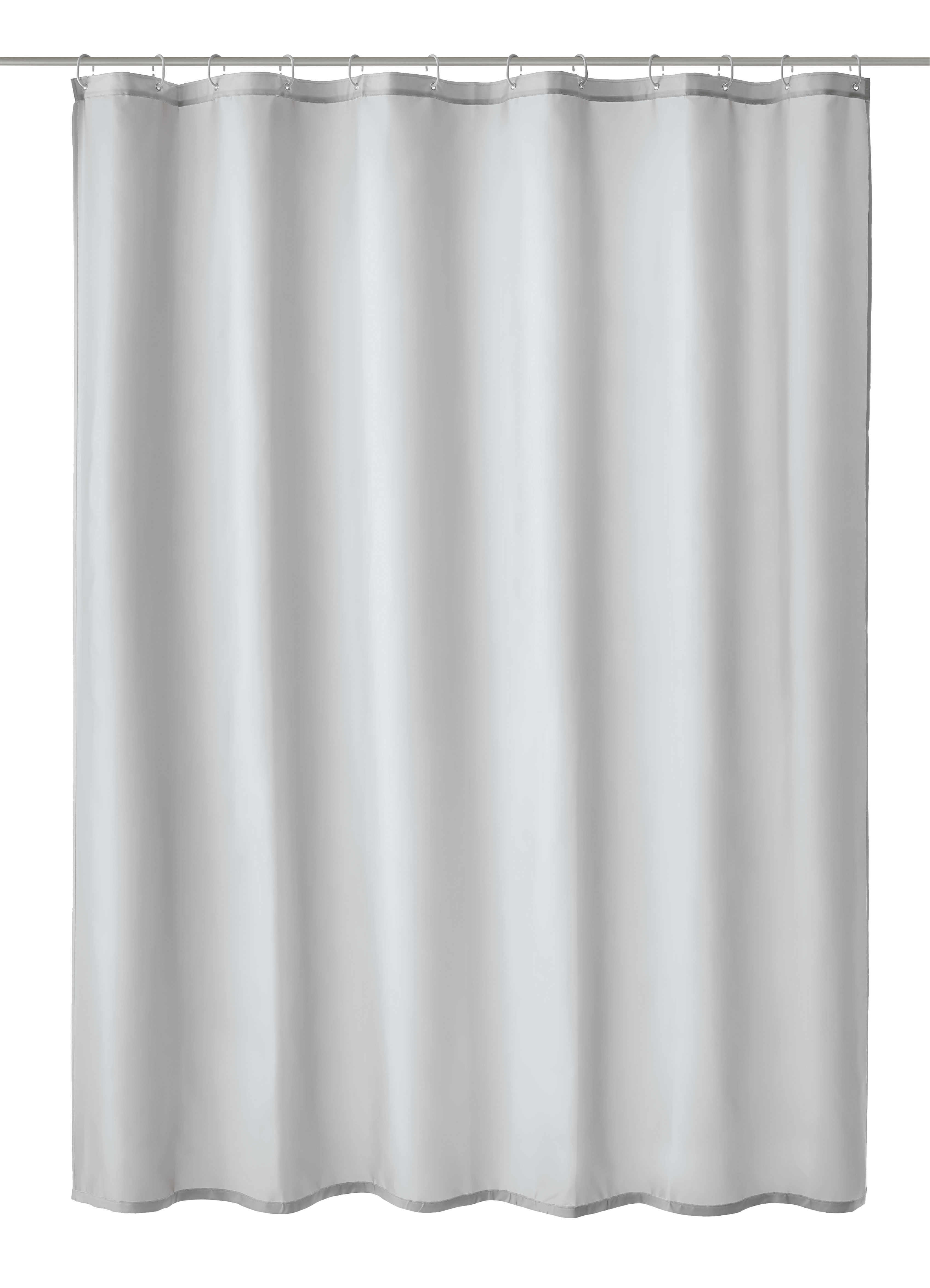 Duschvorhang in schlichtem Weiß, aus hochwertigem Material, ideal für ein modernes und minimalistisches Badezimmer.