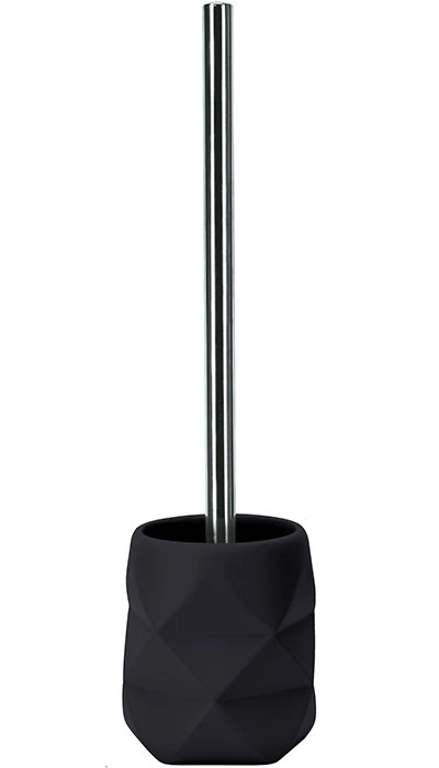 4004478319233 Schwarze WC-Bürste mit modernem, geometrischem Design und Edelstahlgriff. Ideal für stilvolle Badezimmer.