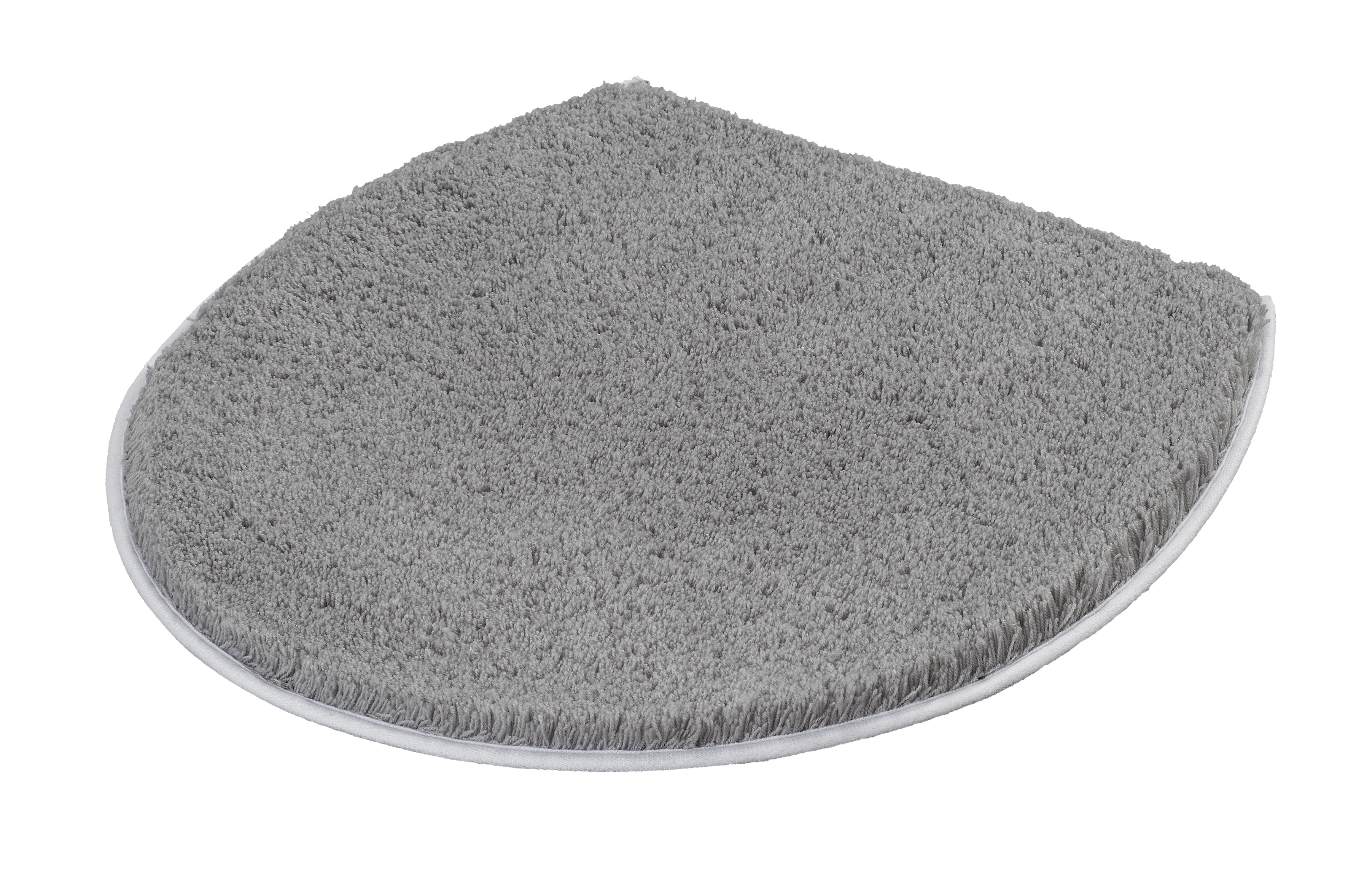 WC-Deckelbezug SOFT Platinfarben 47 x 50 cm Grauer, halbrunder Badteppich mit weicher, flauschiger Oberfläche und rutschfester Unterseite. Ideal für Badezimmer.