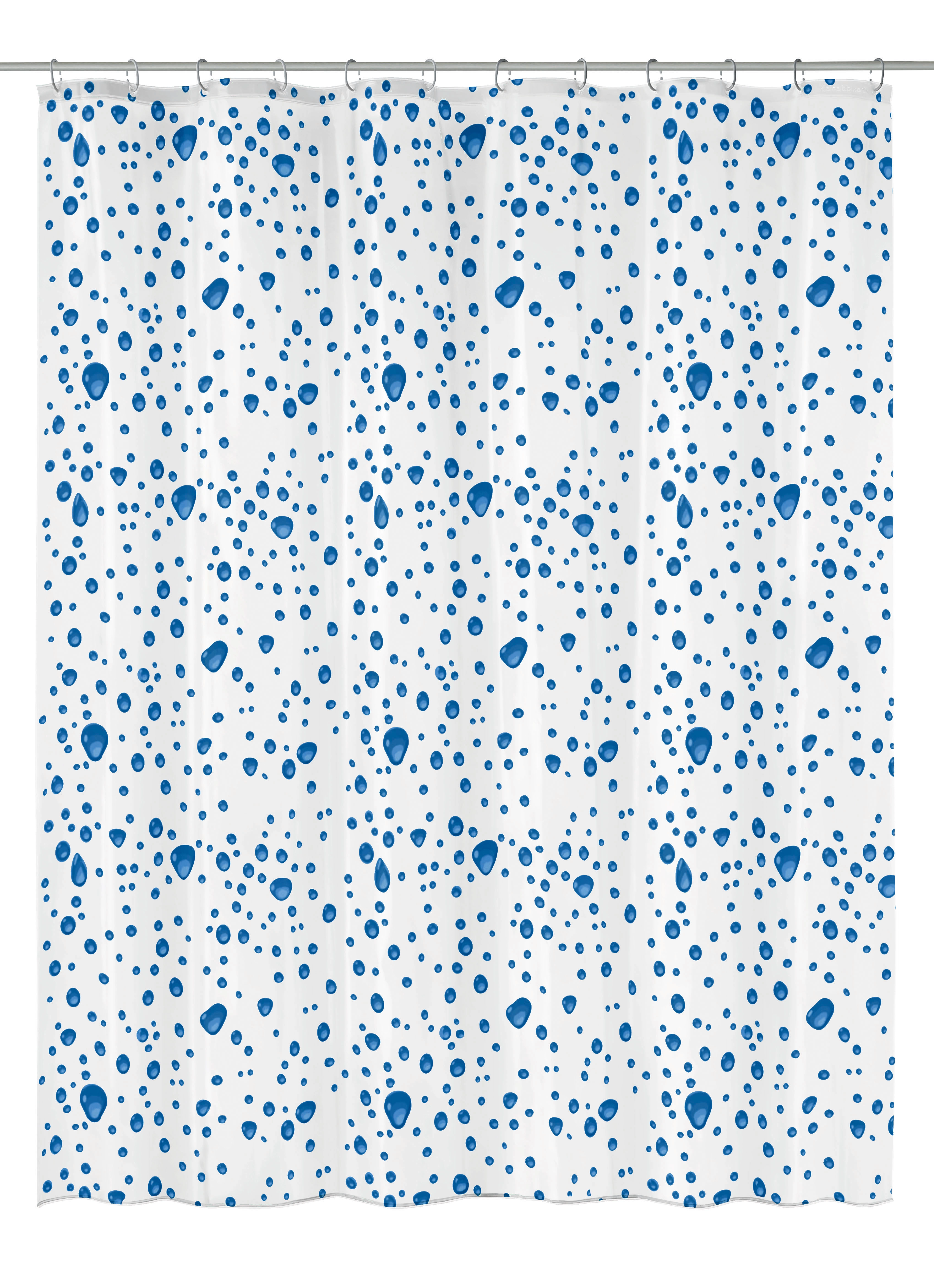 Duschvorhang PEVA BUBBLE Marineblau 180 x 200 cm Duschvorhang mit blauem Blasenmuster auf weißem Hintergrund, ideal für ein frisches und modernes Badezimmer.