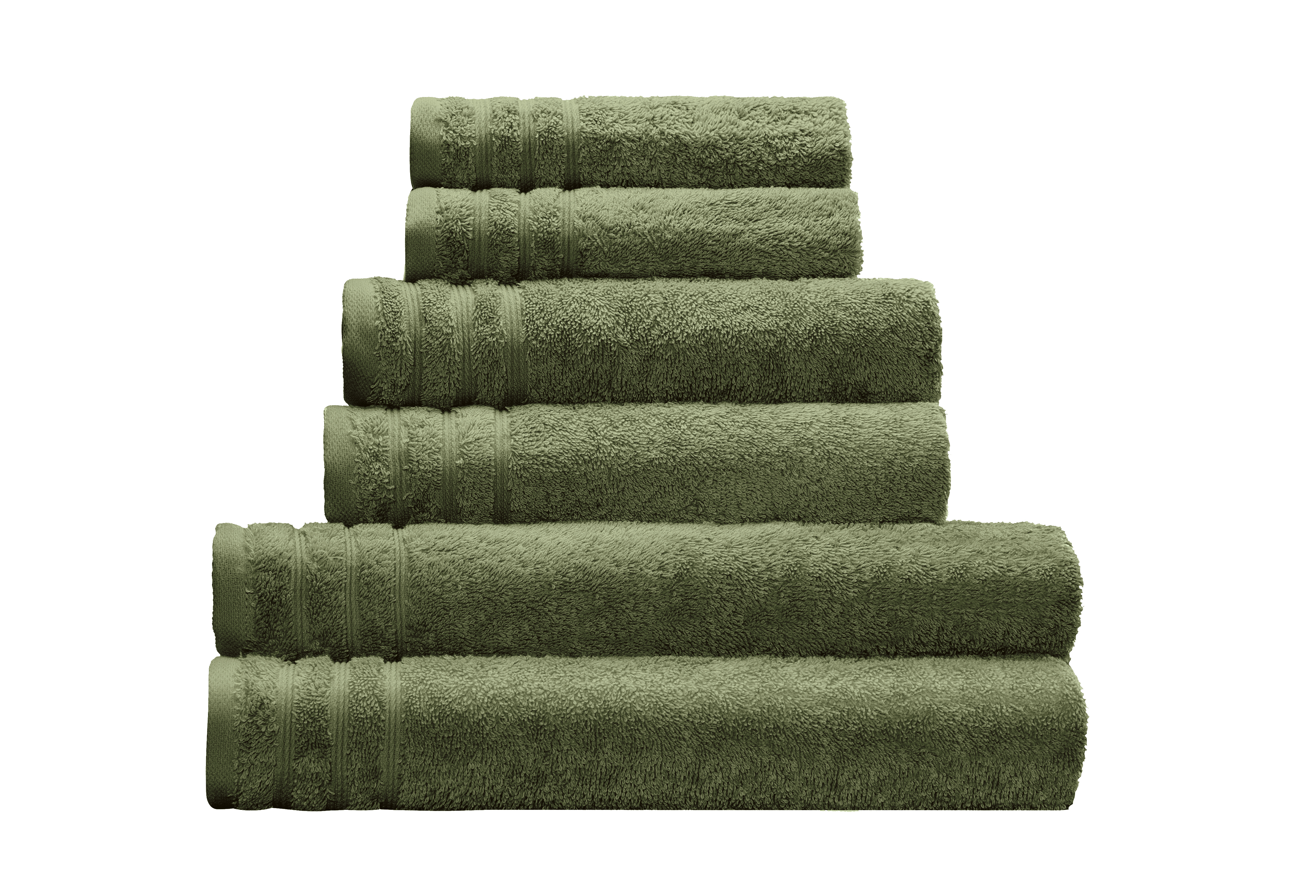 Frottier Handtuch ROYAL Forest 50x100 cm Handtuch-Set in Olivgrün, flauschig und hochwertig, bestehend aus verschiedenen Größen, ideal für Bad und Wellness.