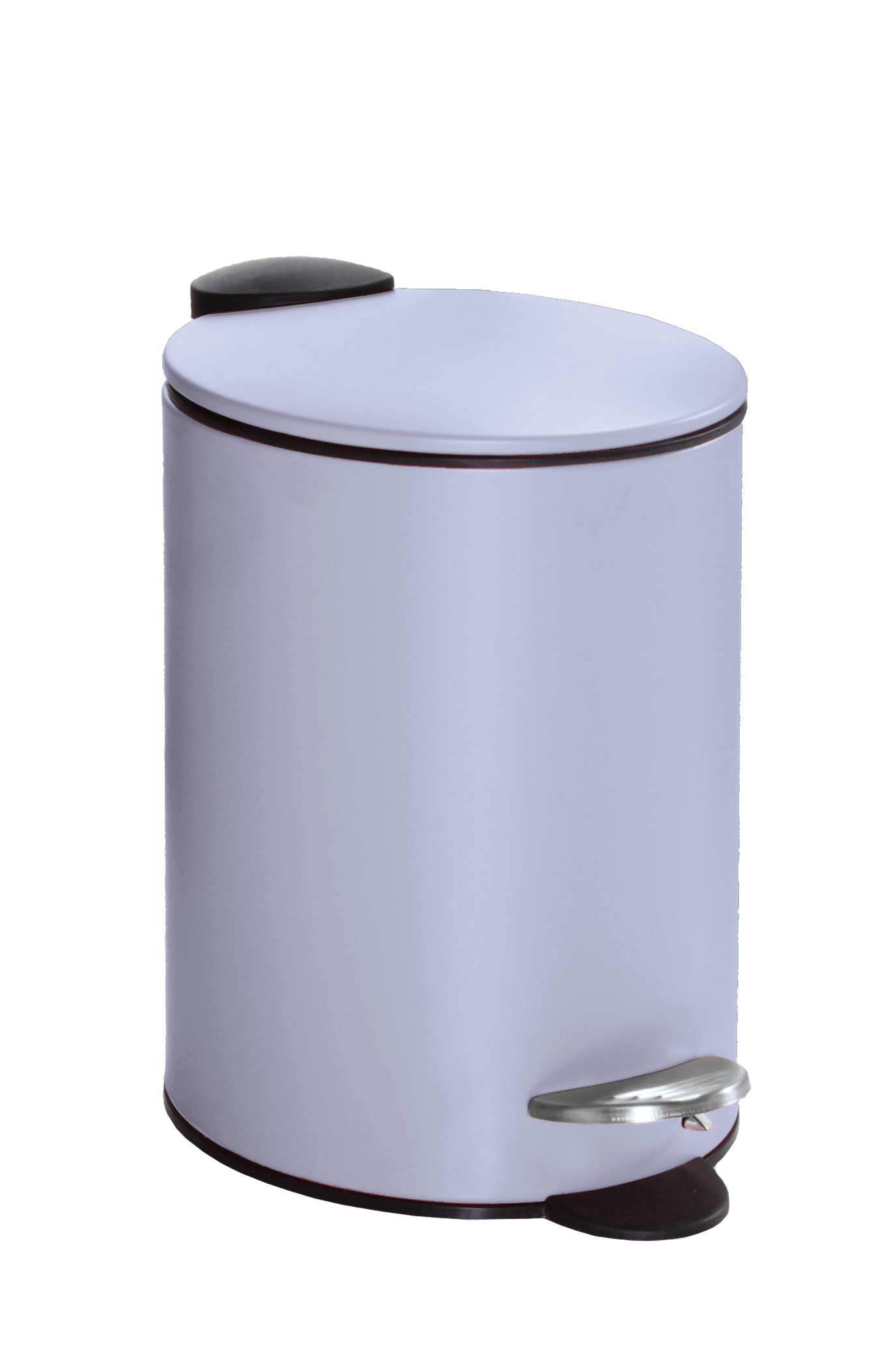 Kosmetikeimer SILENCE Lavendel 3 Liter Moderner, runder Treteimer in elegantem Weiß mit Edelstahlpedal und Deckel. Ideal für Badezimmer oder Küche.
