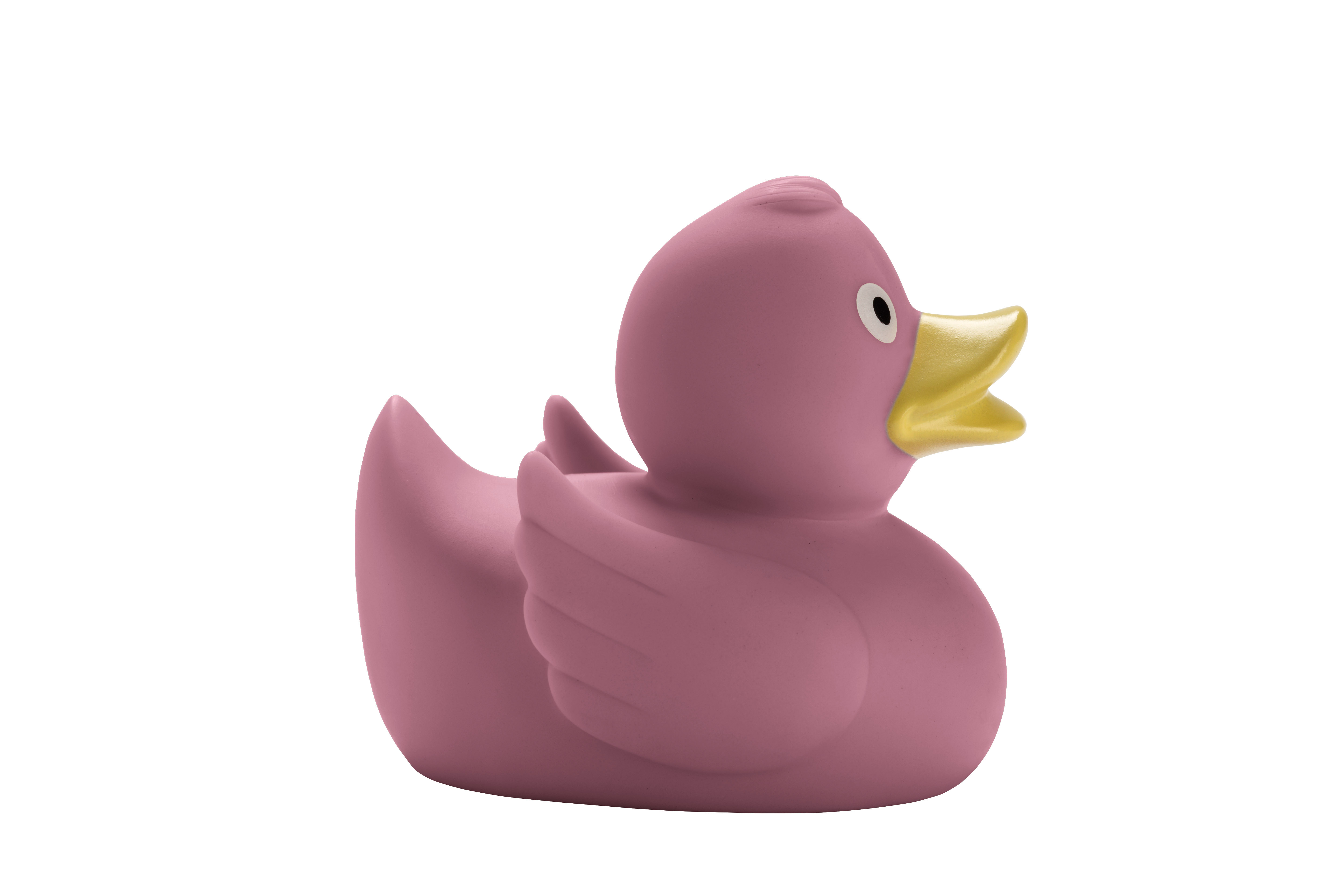 Badeente NANNI Beere Rosa Badeente mit gelbem Schnabel und weißen Augen, ideal für das Badezimmer oder als Geschenk.
