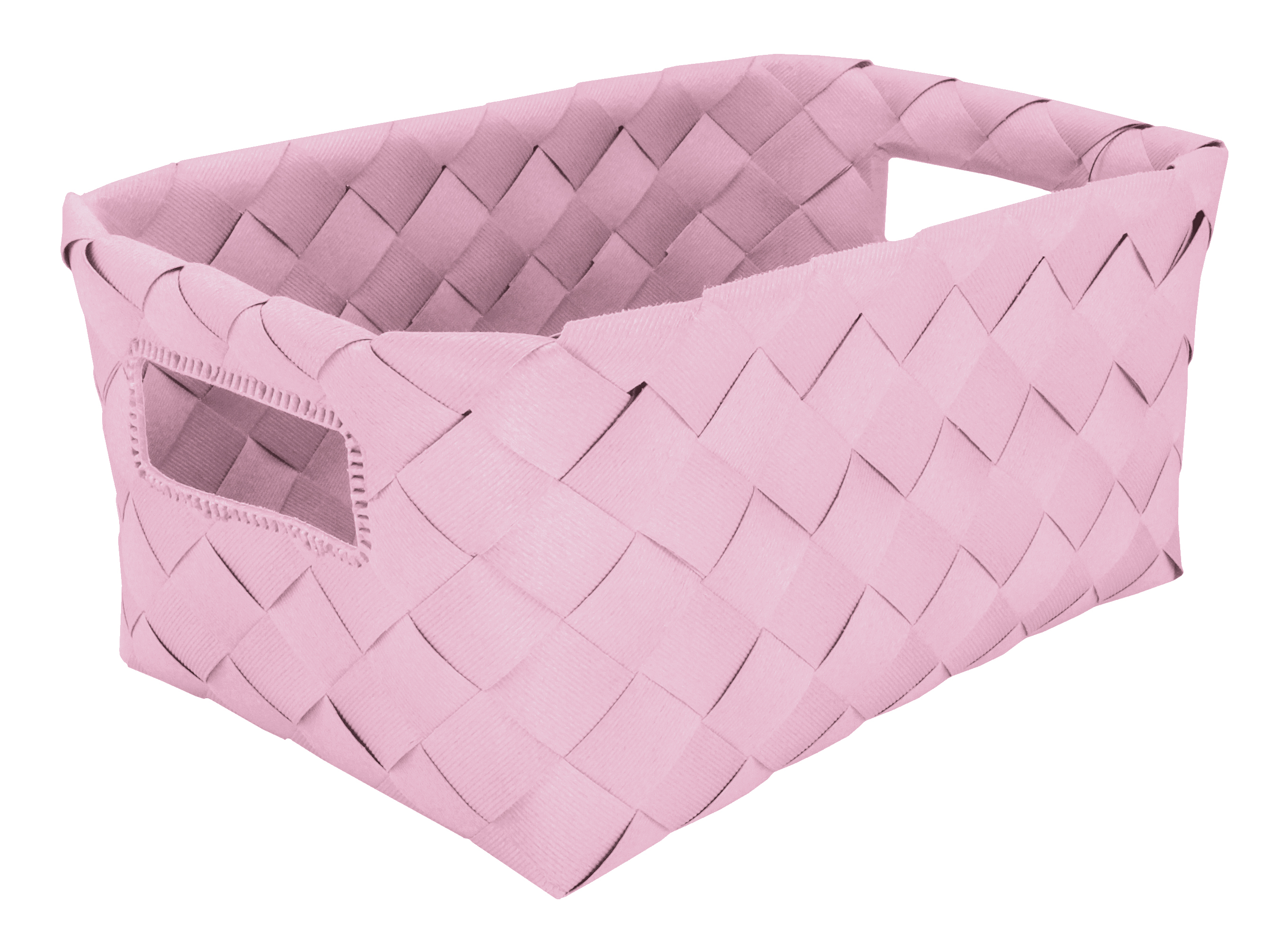 Aufbewahrungskorb ASPERA Erika M Rosa Aufbewahrungskorb aus geflochtenem Kunststoff mit Griffen, ideal für stilvolle und praktische Organisation.