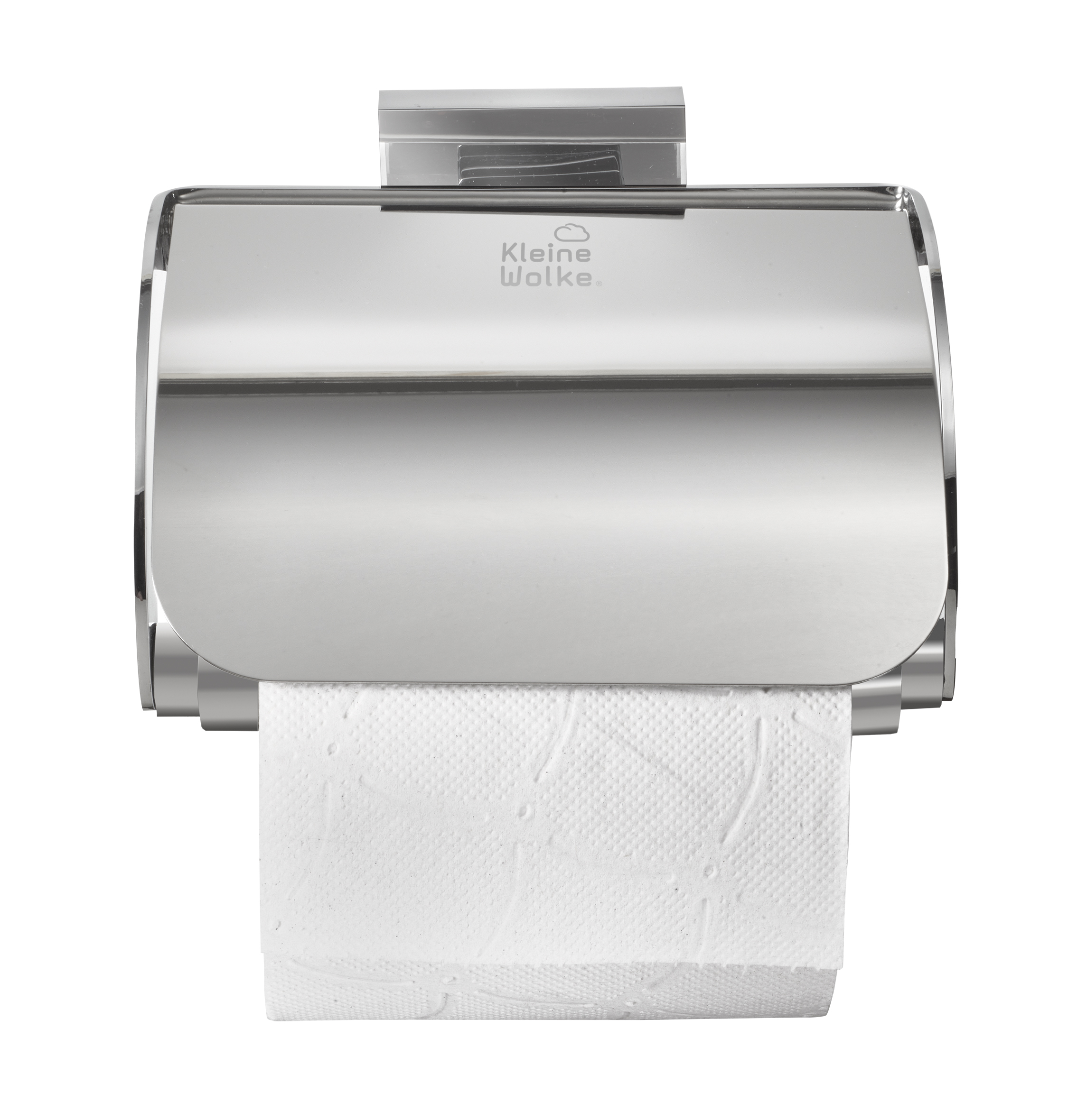 Toilettenpapierhalter aus Edelstahl mit Abdeckung, modernes Design, glänzende Oberfläche, Marke Kleine Wolke.