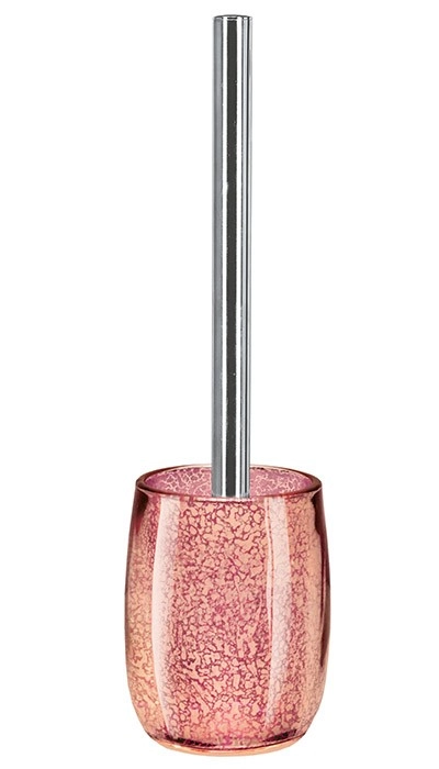 4004478305311 Toilettenbürste mit rosafarbenem, strukturiertem Halter und silbernem Griff. Modernes Design für stilvolle Badezimmer.