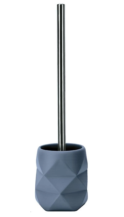 4004478305823 Moderner WC-Bürstenhalter in Grau mit geometrischem Design und Edelstahlgriff, ideal für stilvolle Badezimmer.