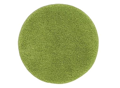 Runder, grüner Teppich mit weicher Oberfläche, ideal für Wohn- und Schlafzimmer.