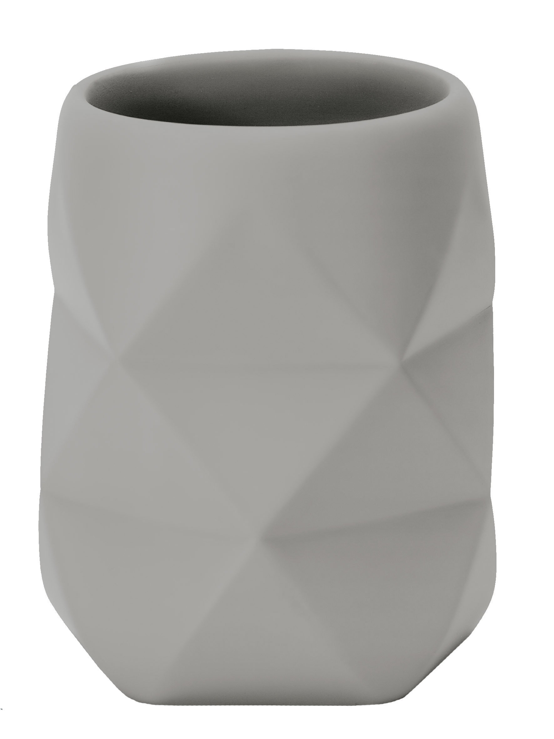 Zahnputzbecher CRACKLE Platinfarben Moderner Zahnputzbecher in geometrischem Design, mattes Grau, ideal für stilvolle Badezimmer.