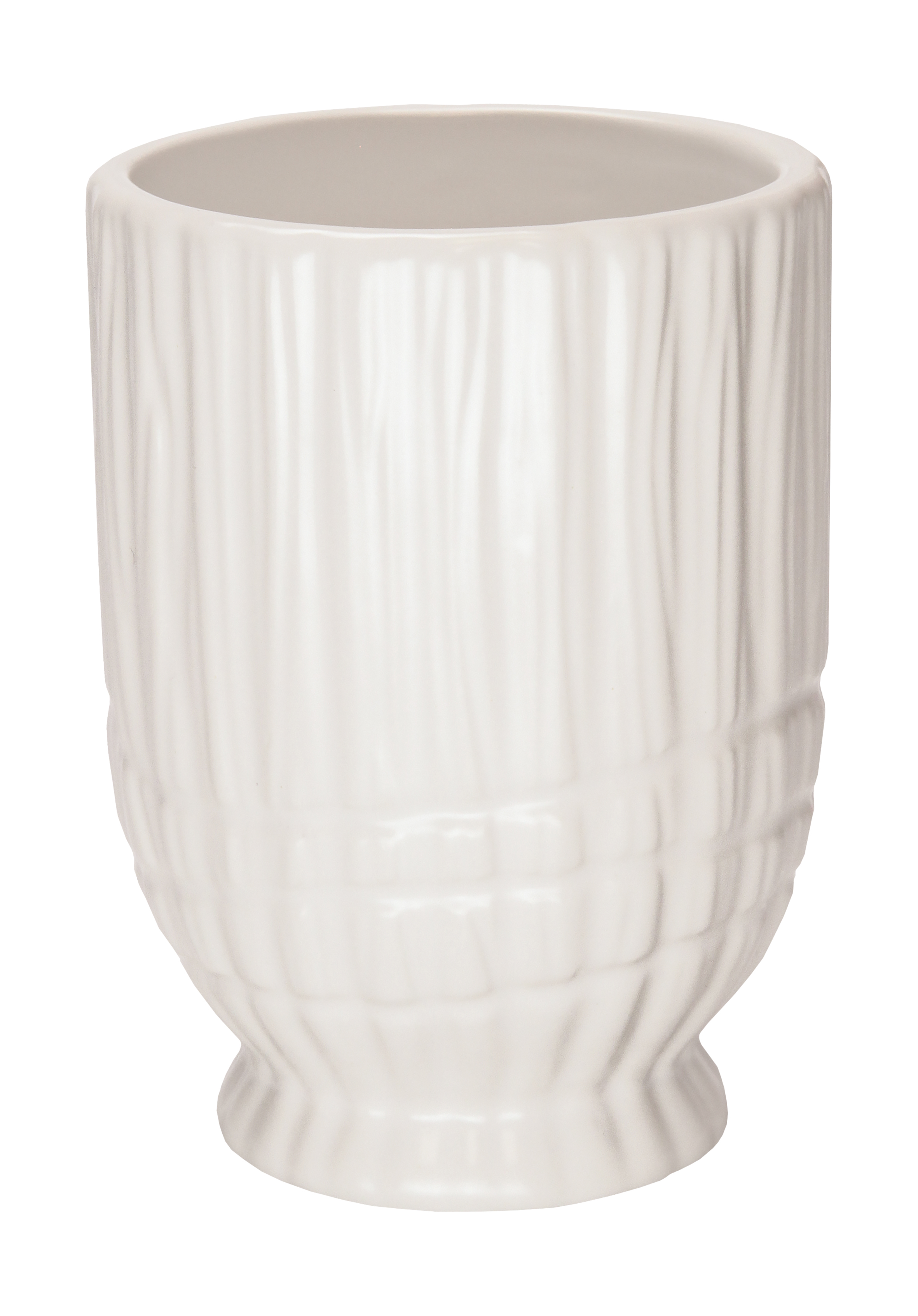 Weiße Keramikvase mit strukturierter Oberfläche und elegantem, modernen Design. Perfekt für Blumenarrangements und Dekoration.