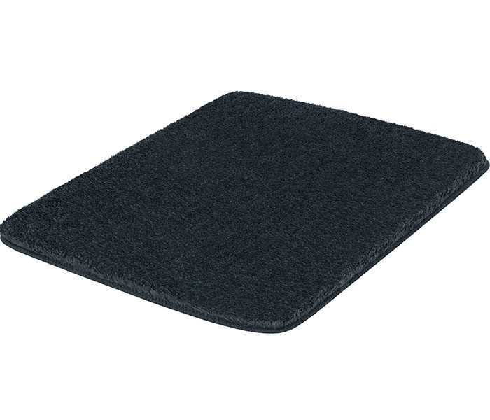 Weiche, rechteckige Badematte in elegantem Schwarz. Ideal für ein modernes Badezimmerdesign. Rutschfest und pflegeleicht.