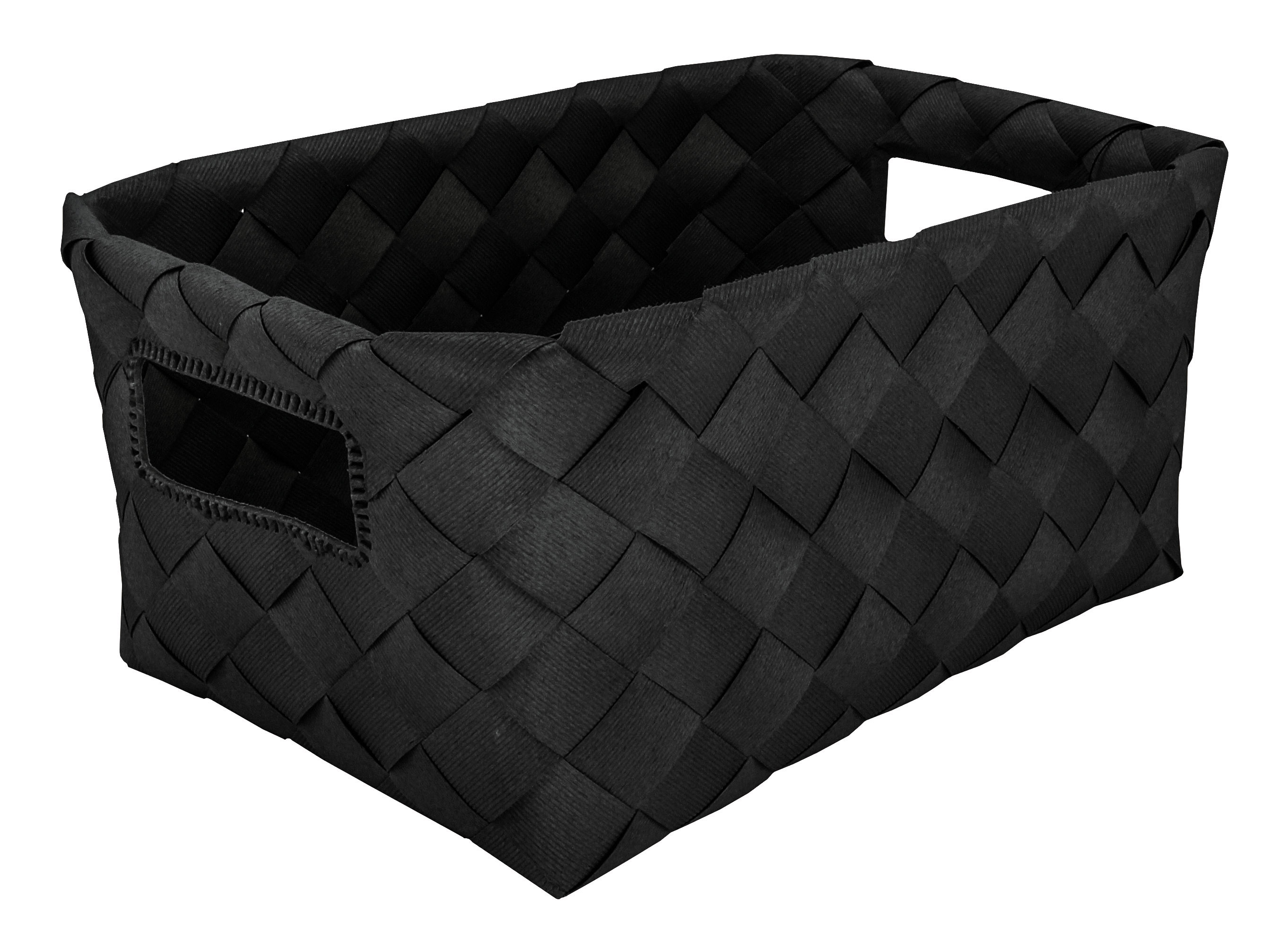 Aufbewahrungskorb ASPERA Schwarz M Schwarzer, rechteckiger Aufbewahrungskorb aus geflochtenem Material mit zwei Grifföffnungen an den Seiten. Ideal für stilvolle Organisation.