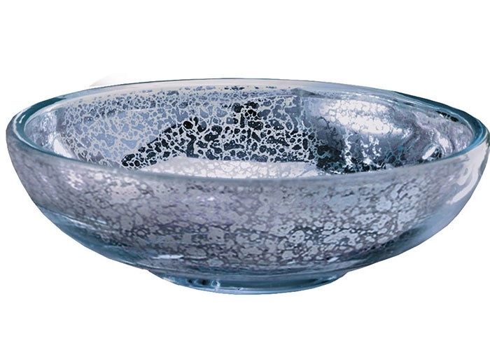 4004478319301 Elegante, runde Glasschale mit silbernem Mosaikmuster, ideal als dekoratives Element oder für den täglichen Gebrauch.