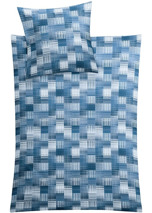 4004478318977 Bettwäsche-Set mit modernem Karomuster in Blau- und Grautönen. Hochwertige Materialien für optimalen Schlafkomfort.