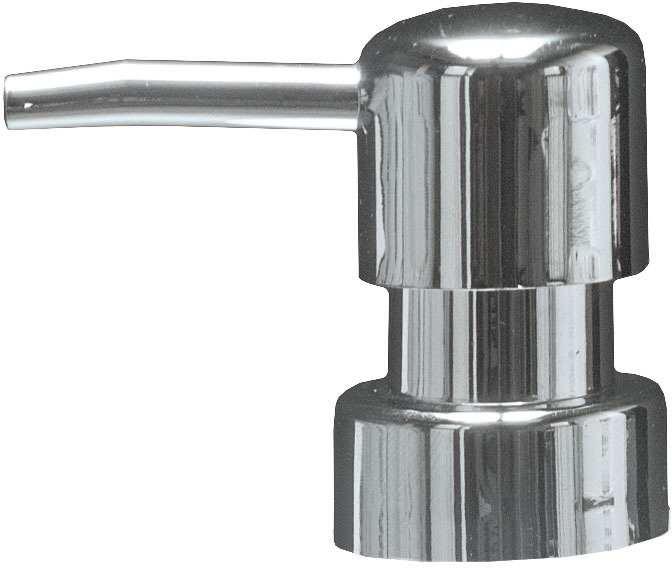 Moderner Seifenspender aus glänzendem Chrom mit schlichtem, elegantem Design. Perfekt für jedes Badezimmer.