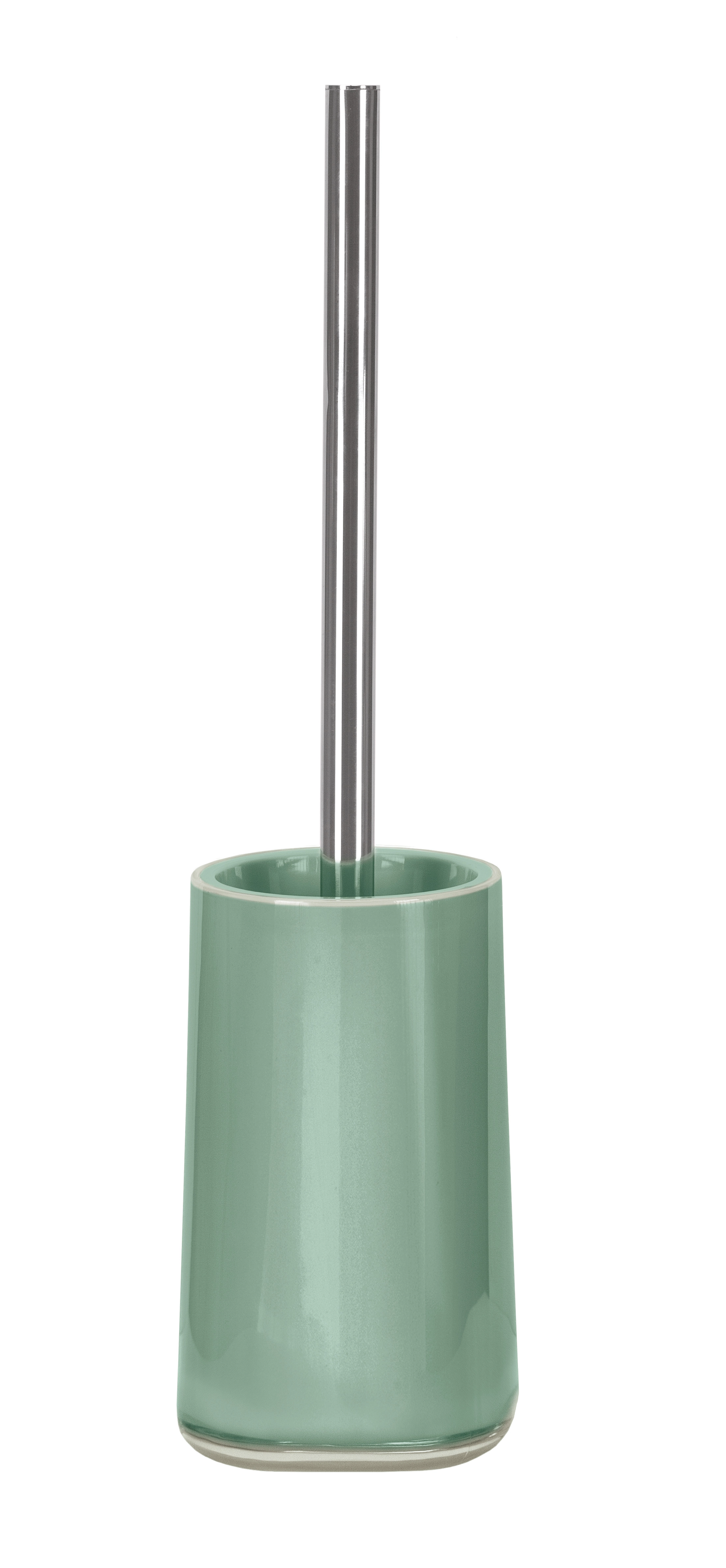 Toilettenbürstenhalter in Mintgrün mit Edelstahlgriff, modernes Design, ideal für stilvolle Badezimmer.