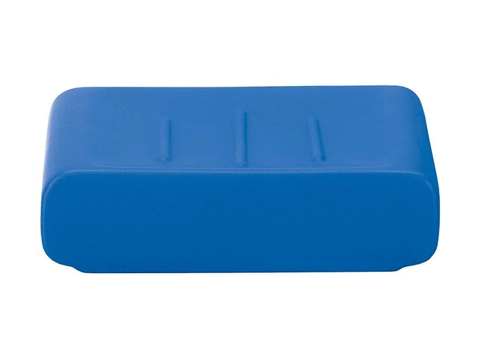 4004478279940 Blaue Seifenschale aus Kunststoff mit schlichtem, modernem Design. Ideal für Badezimmer und Küchen.