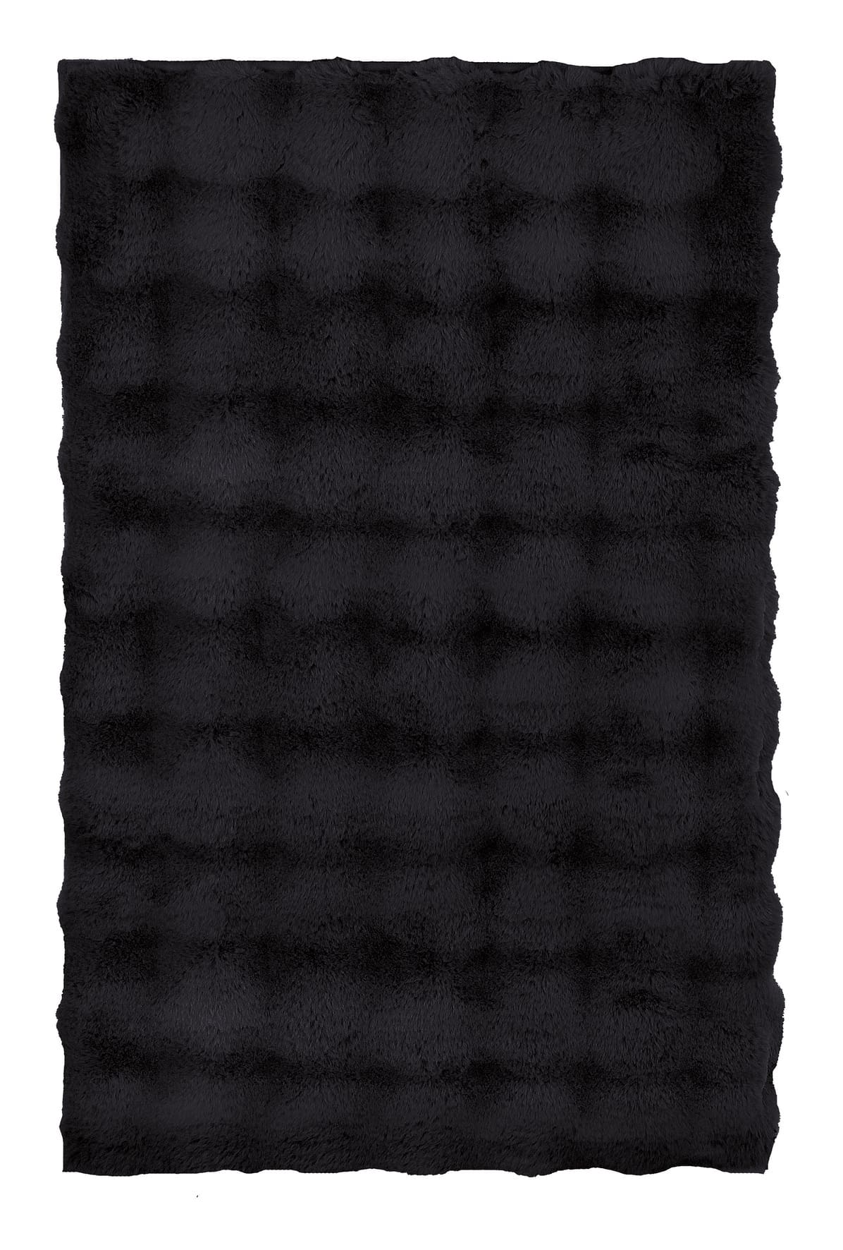 Badteppich CLOUD Schwarz 60 x 90 cm Schwarzer, flauschiger Badteppich mit wellenförmiger Struktur für ein modernes Badezimmer.