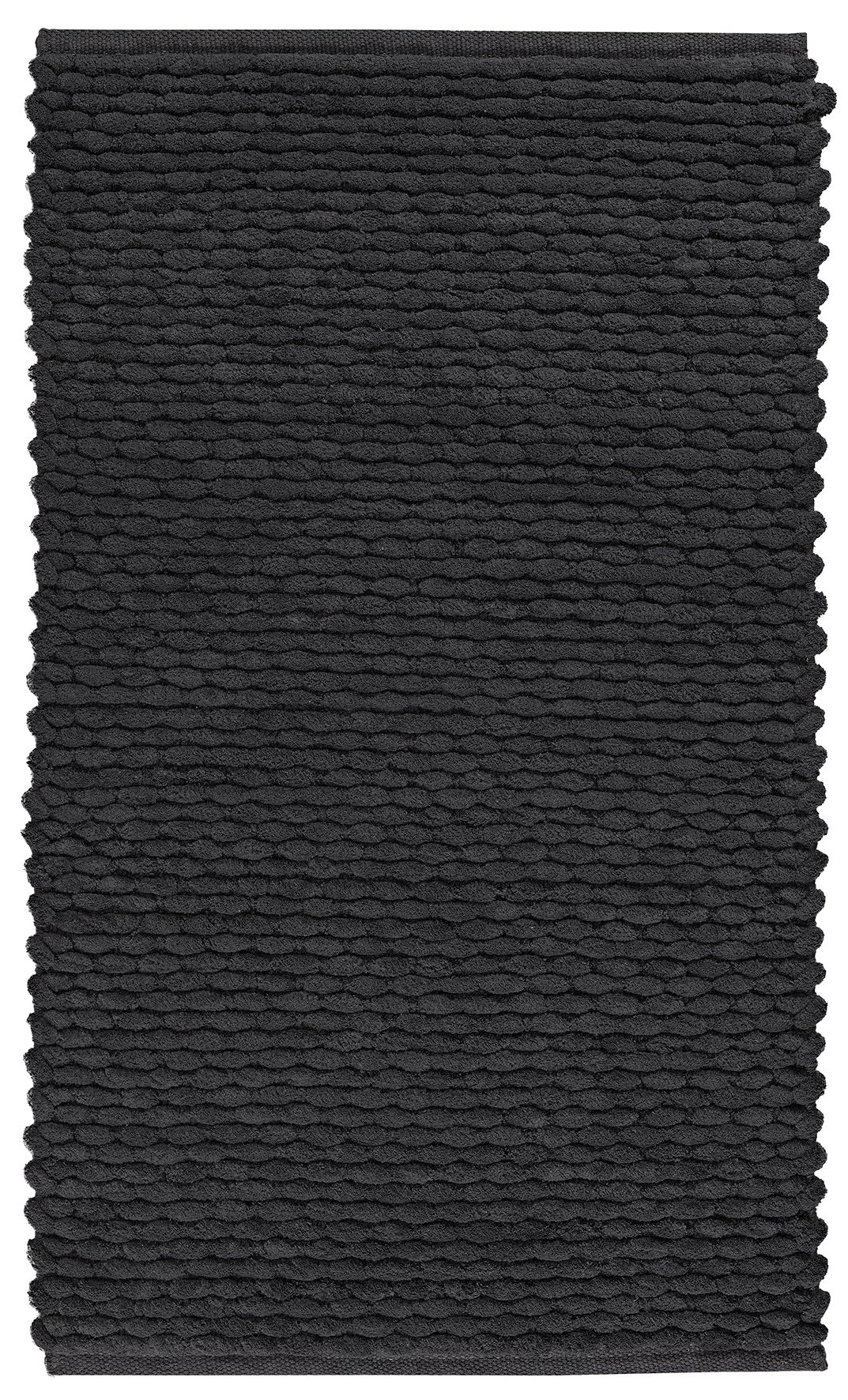 Badteppich WILLOW Schiefer 60 x 100 cm Schwarzer, strukturierter Badteppich mit geflochtenem Design, ideal für moderne Badezimmer.