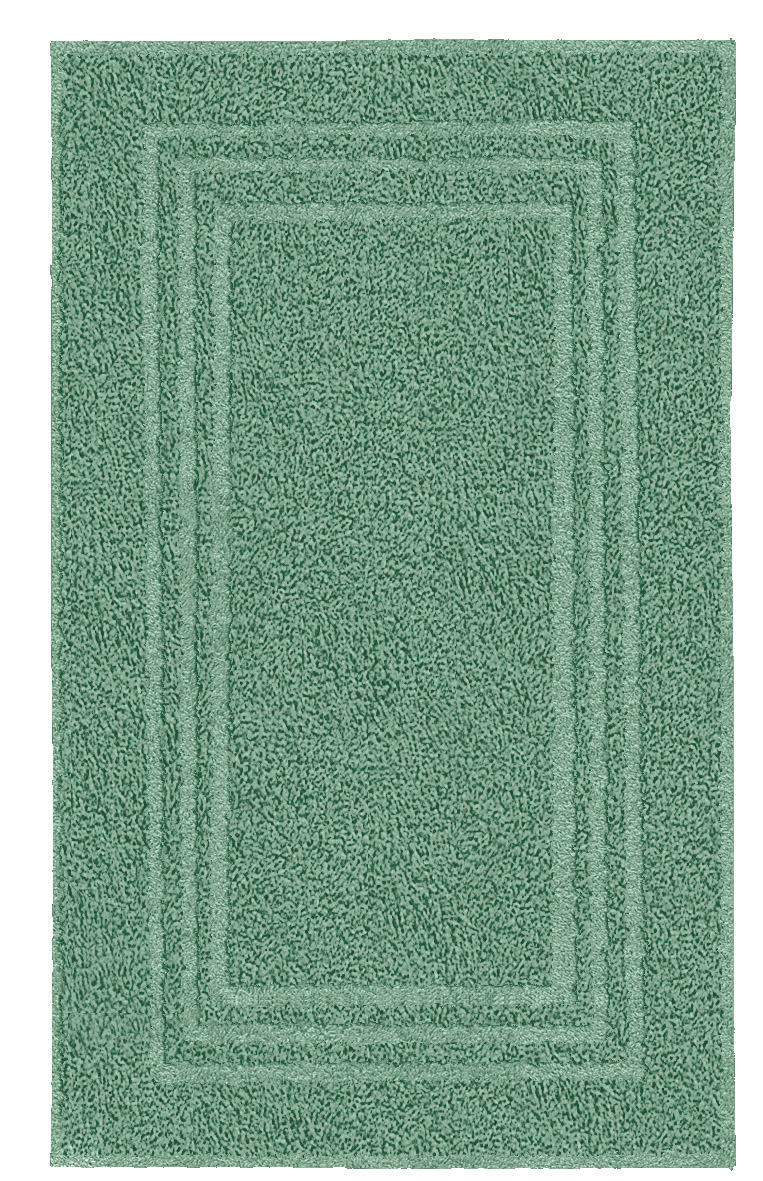 Weicher, rechteckiger Badezimmerteppich in Mintgrün mit elegantem, geometrischem Muster. Perfekt für ein stilvolles Badezimmer.