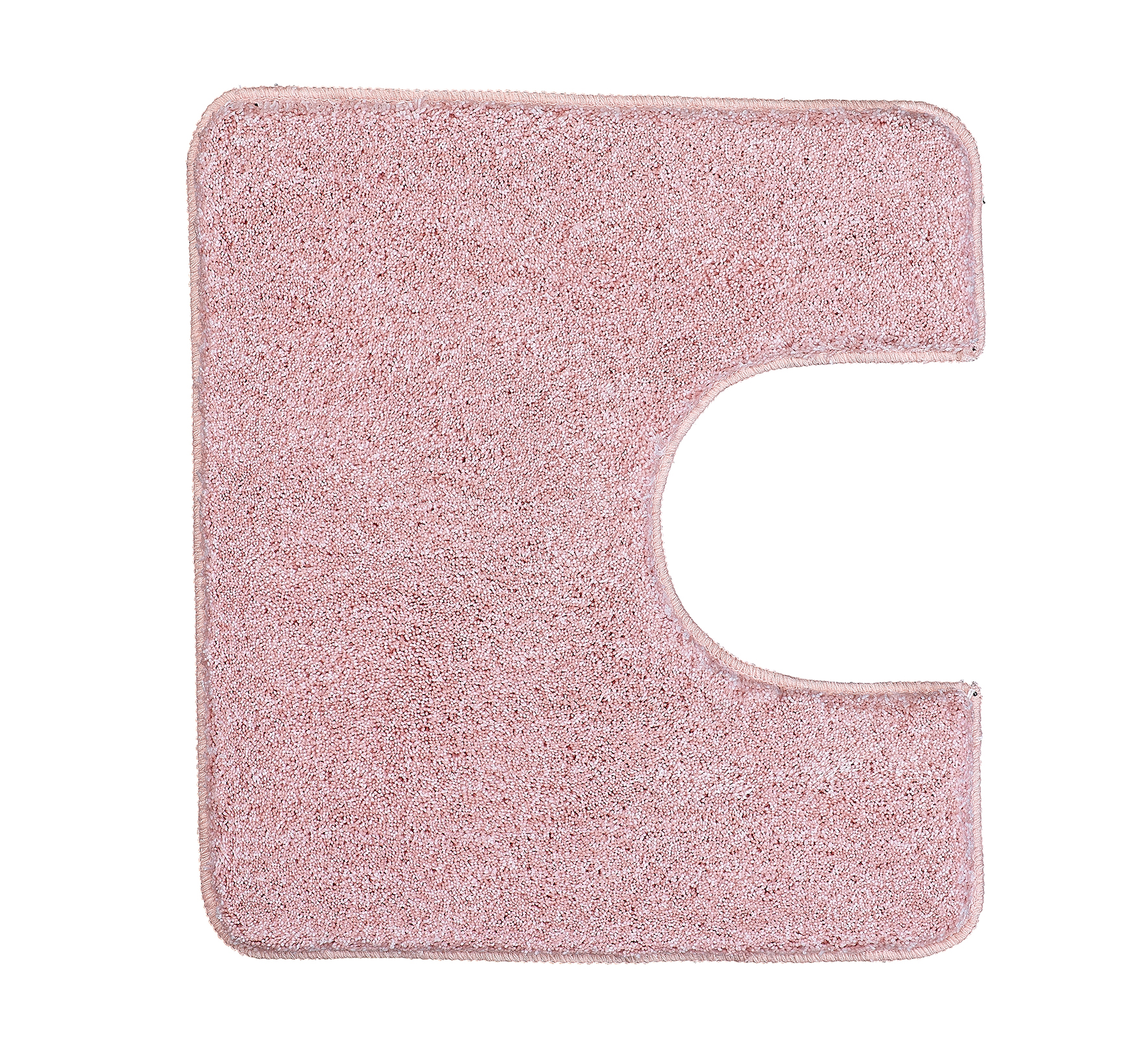 Rosa WC-Vorleger mit Ausschnitt, weiche Textur, rutschfeste Unterseite, ideal für Badezimmer.