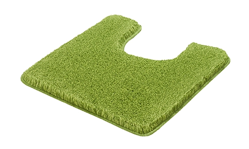Grüne Badematte mit Ausschnitt, weiche Textur, ideal für Badezimmer.
