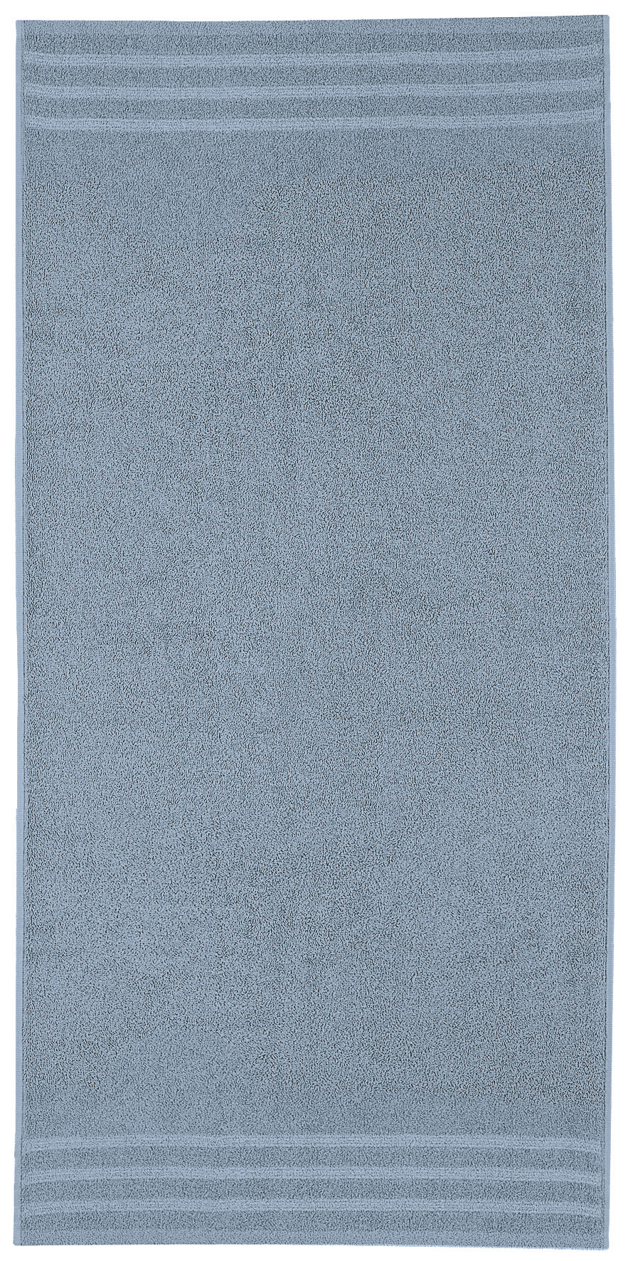Weicher, hellblauer Badteppich mit dezentem Streifenmuster an den Rändern, ideal für ein stilvolles Badezimmer.